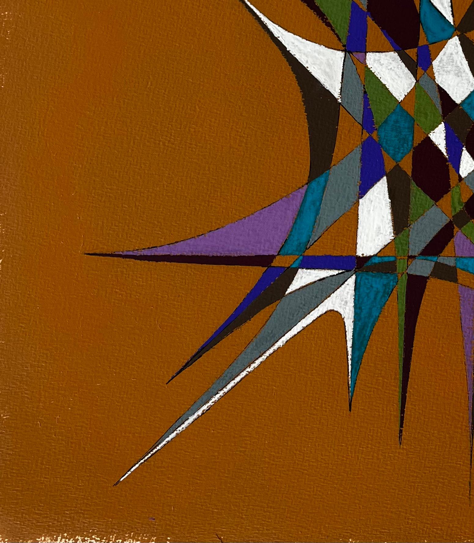 Mid Century French Geometric Abstract Composition in Earth and Jewel Tones im Angebot 2
