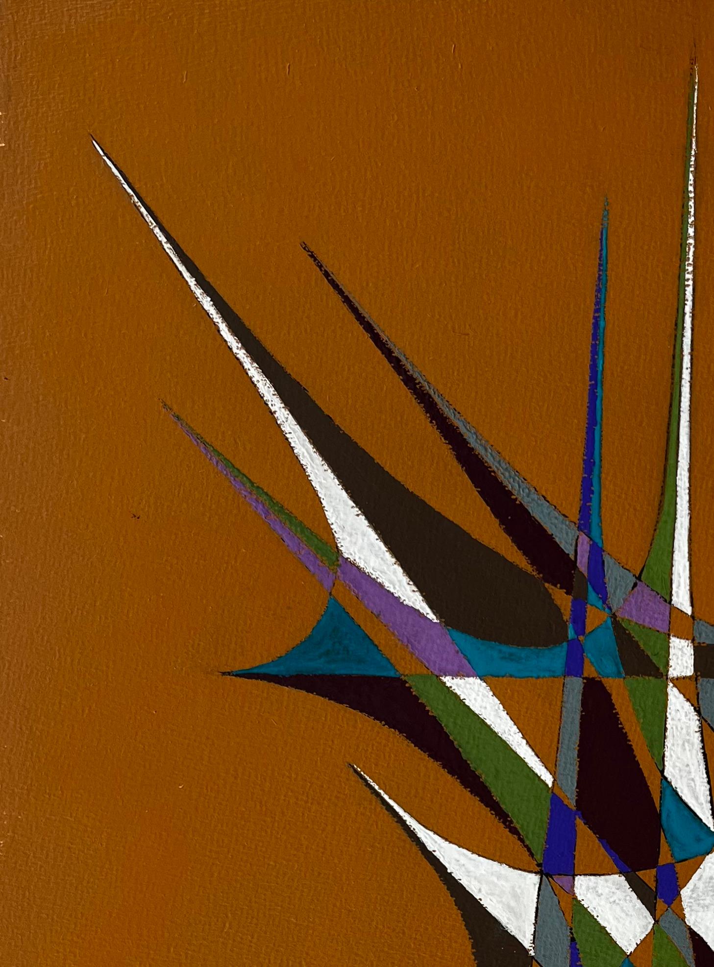 Mid Century French Geometric Abstract Composition in Earth and Jewel Tones im Angebot 3