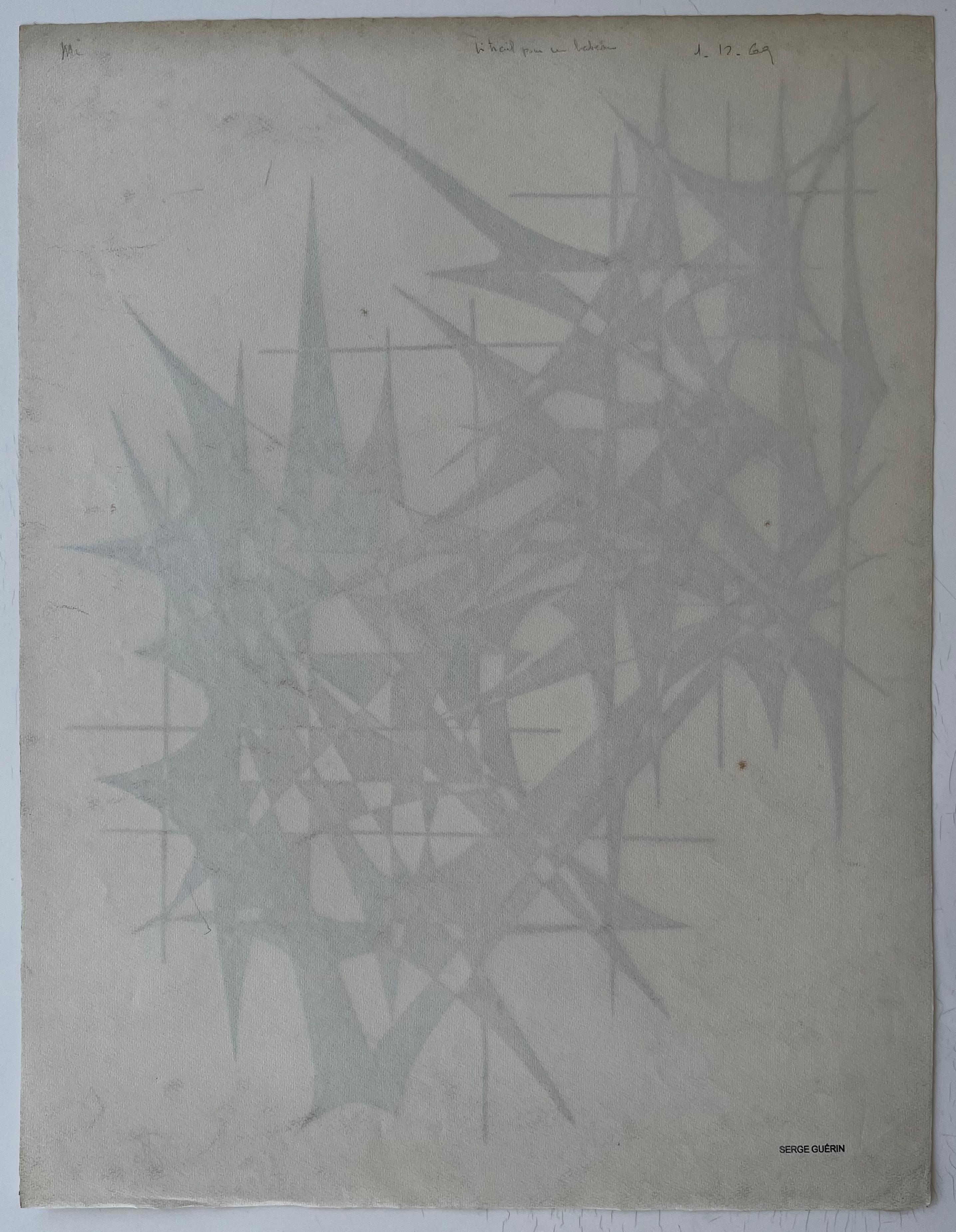 Mid Century French Geometric Abstract in Gold Blue and Red Signed Dated 1969 im Angebot 5