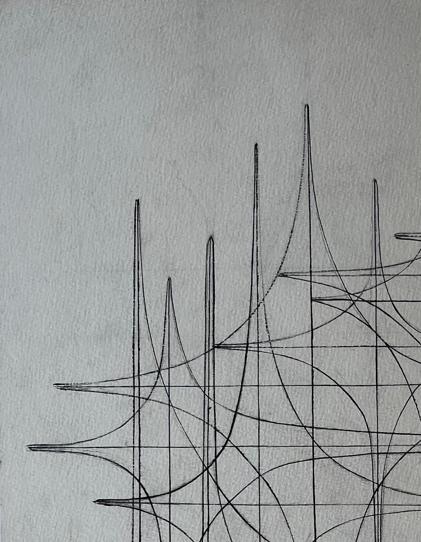 Title: Mid Century French Linear Geometric Abstract Drawing in Black Ink on Paper
by Serge Guerin (b. 1916), French
Ink on artists paper, unframed
Size: 25.75 (height) x 19.75 (width) inches
Provenance: private collection, Paris, France
Condition: