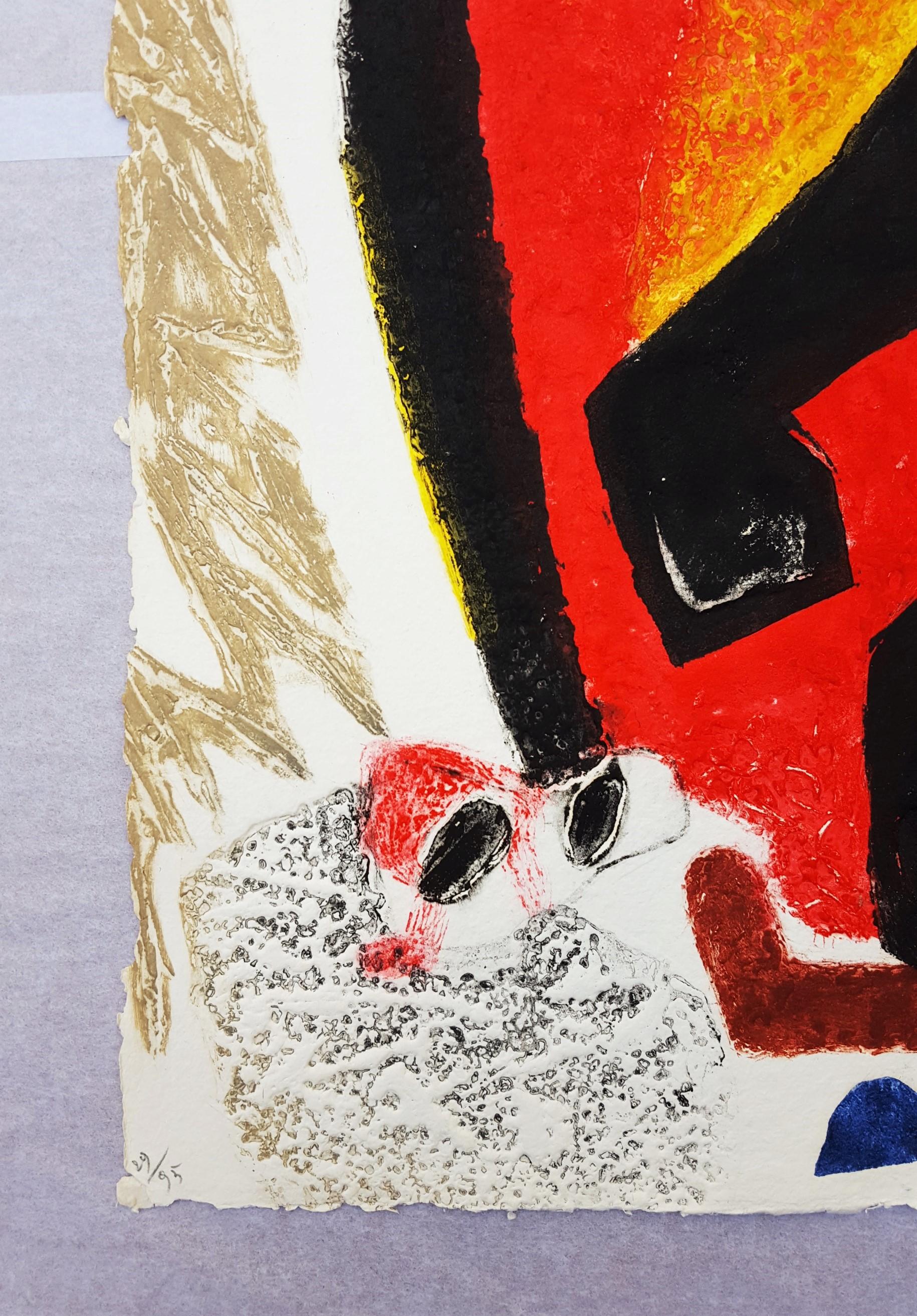 Mon Jardin Zoologique /// Contemporary Abstract Expressionist Animal Modern Art - Black Abstract Print by Serge Helenon