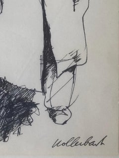 My Neighbor with her Dog: Drawing of a human figure with a dog