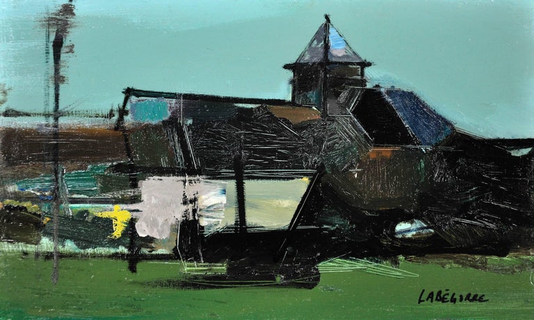 Essai 18 Ml. Modern French. Mid-20th Century. Original Landscape Oil Painting. - Black Landscape Painting by Serge Labégorre