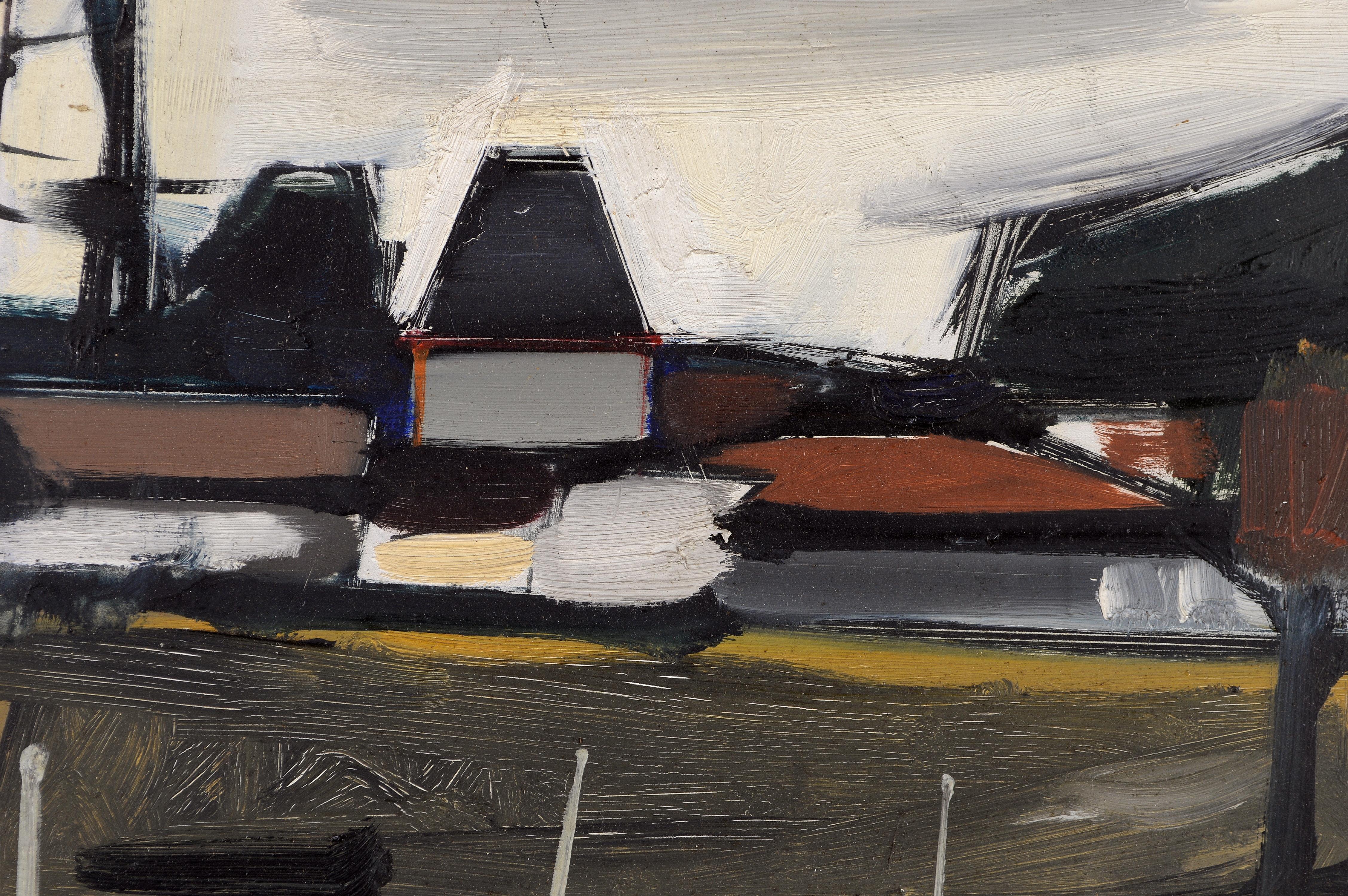 Une belle huile sur toile des années 1960 représentant un paysage à Préchac en Gironde, par l'important peintre expressionniste français Serge Labégorre.

Travail d'excellente qualité et condition avec signature en haut à droite. Le titre et les