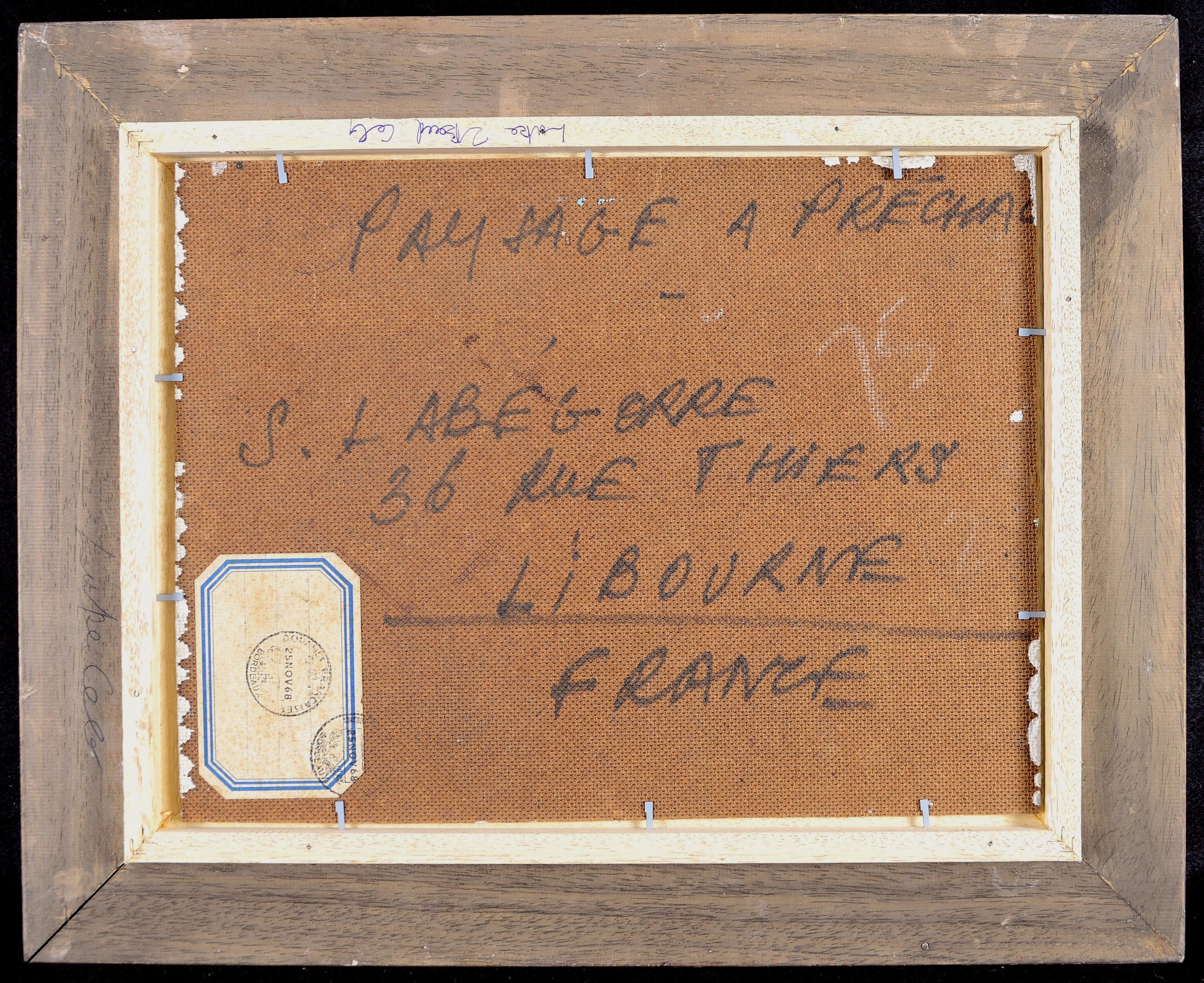 Paysage a Préchac - Peinture expressionniste française du milieu du siècle sur la Gironde en vente 2