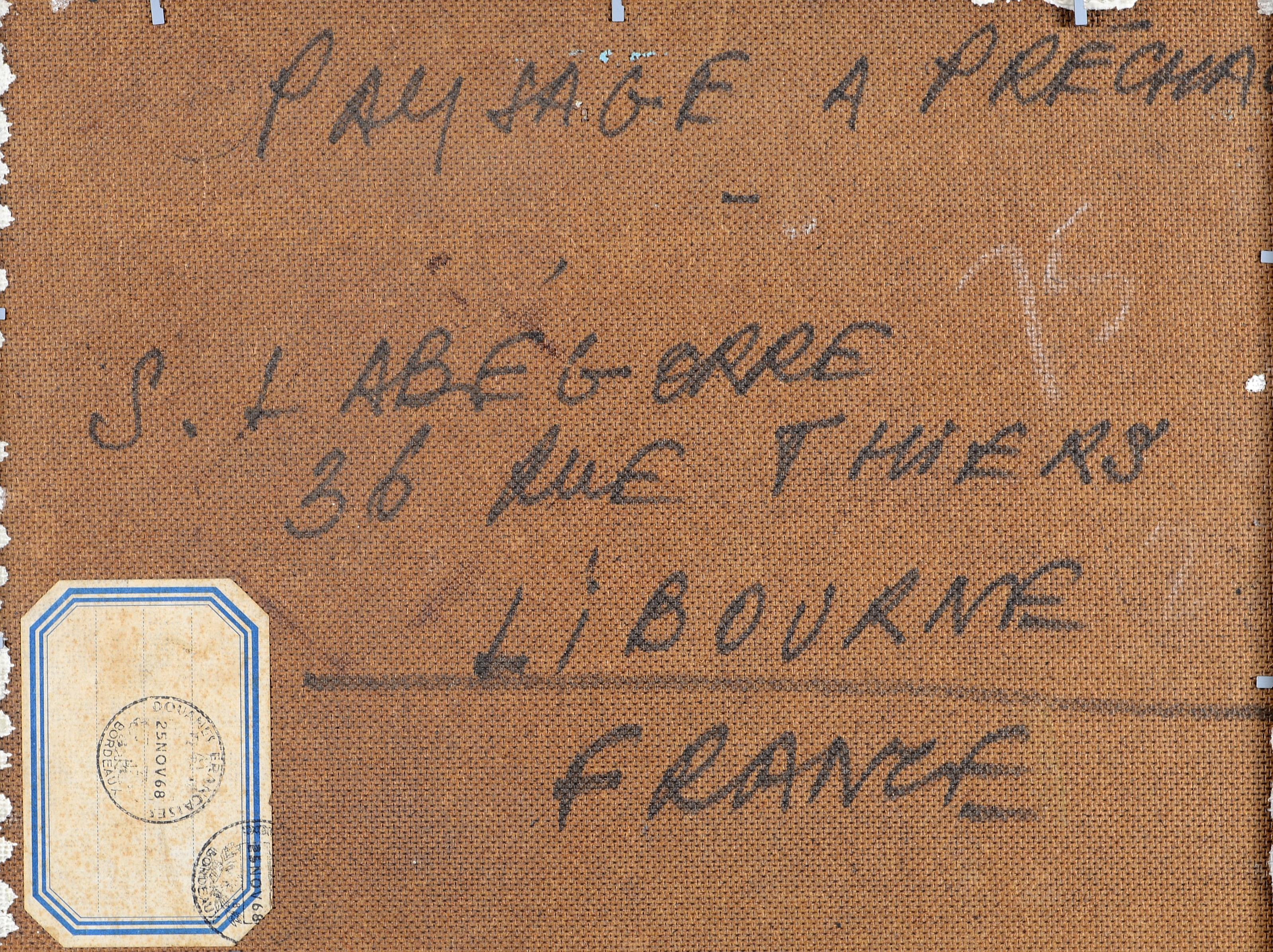 Paysage a Préchac - Peinture expressionniste française du milieu du siècle sur la Gironde en vente 3