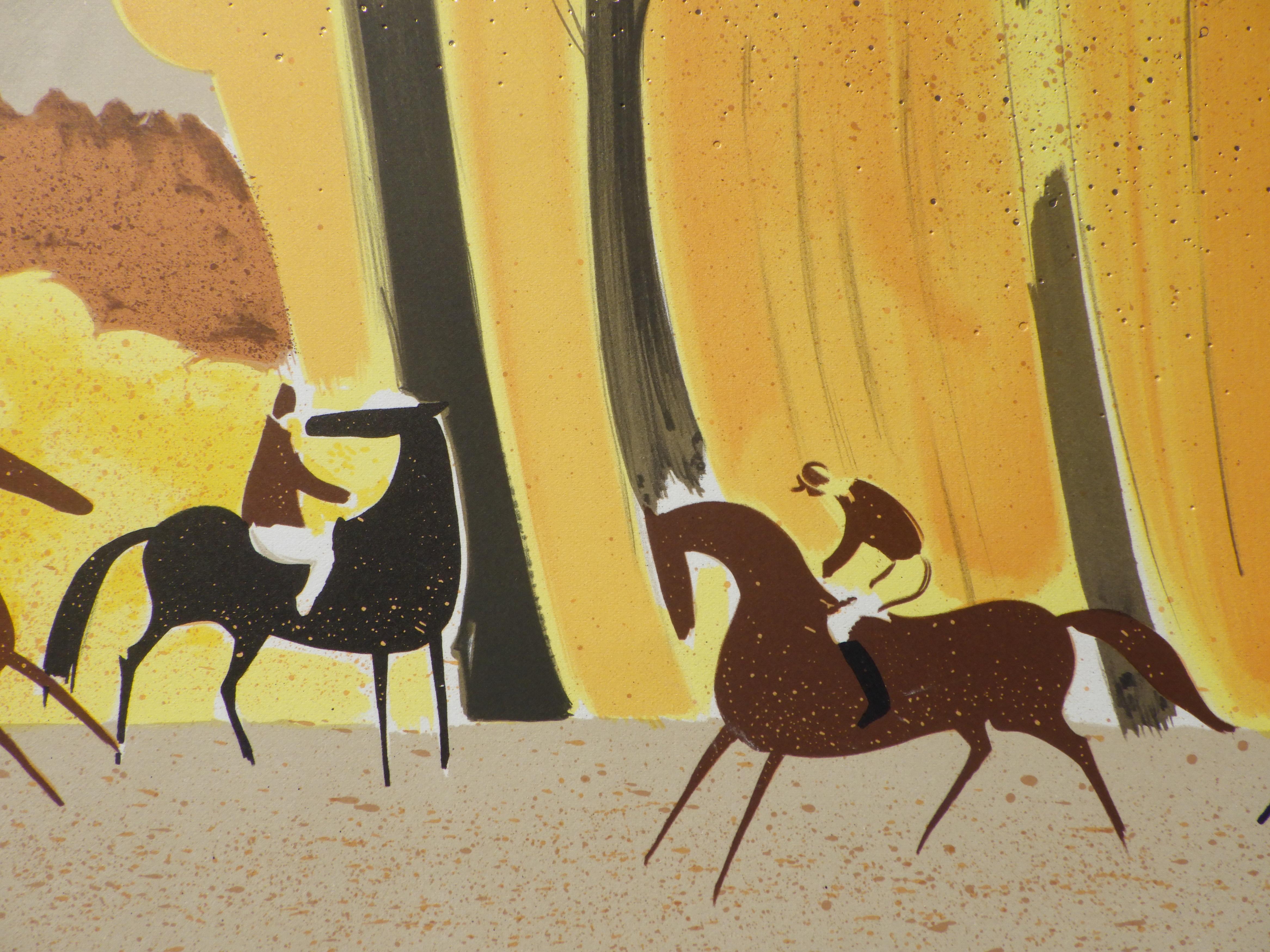 Horses : Horse Riding in Autumn - Original Lithograph, HANDSIGNED & Ltd /250 For Sale 2