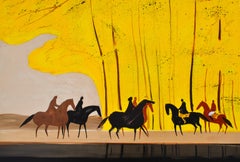 Horses : Riders in Autumn - Lithographie originale, signée à la main et Ltd /600