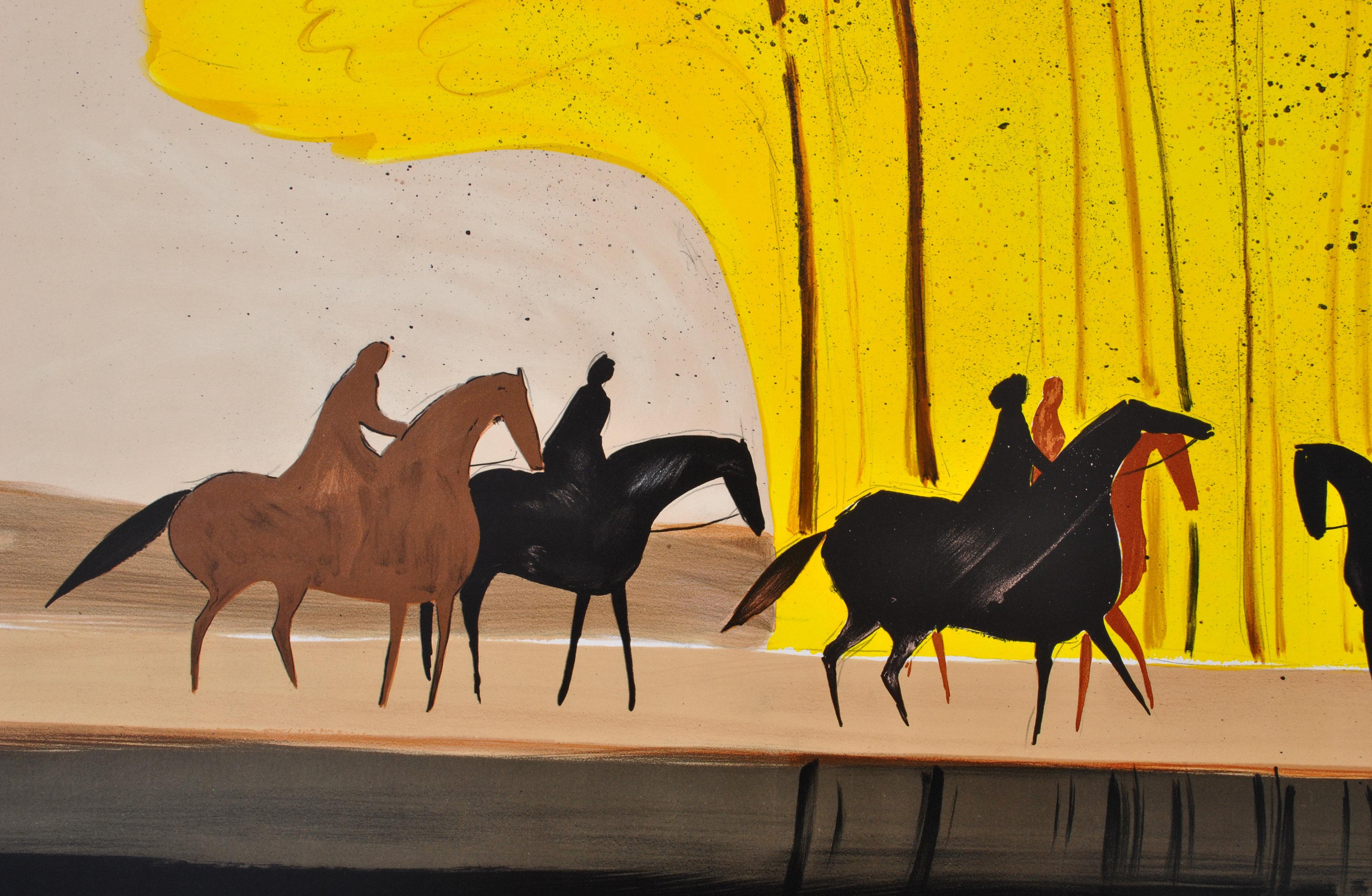 Caballos : Jinetes en otoño - Litografía original, FIRMADA A MANO & Ltd /600 en venta 1