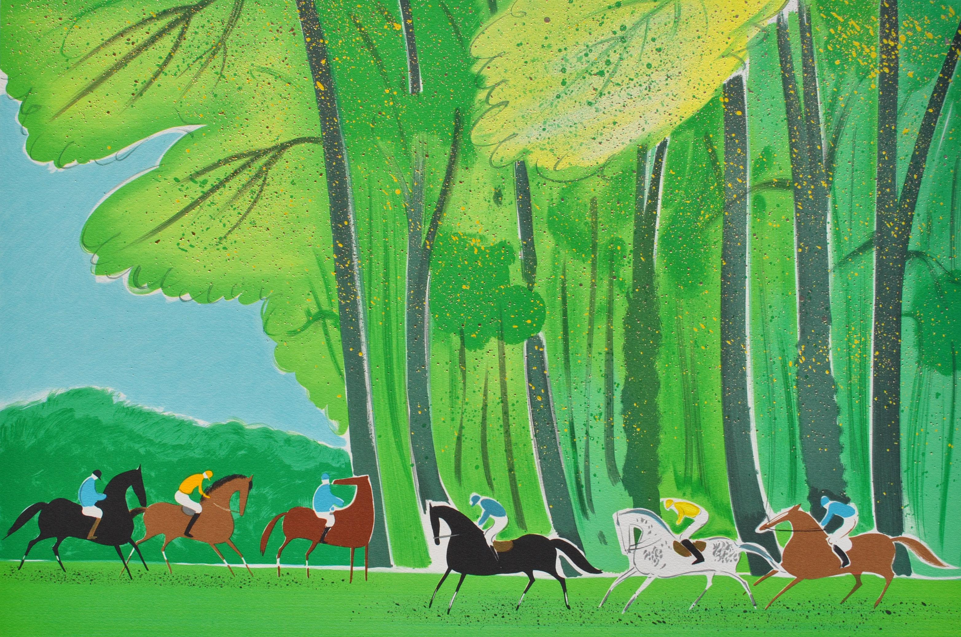 Horses : Riders in Summer - Original Lithograph, HANDSIGNED & Ltd /250 - Print by Serge LASSUS
