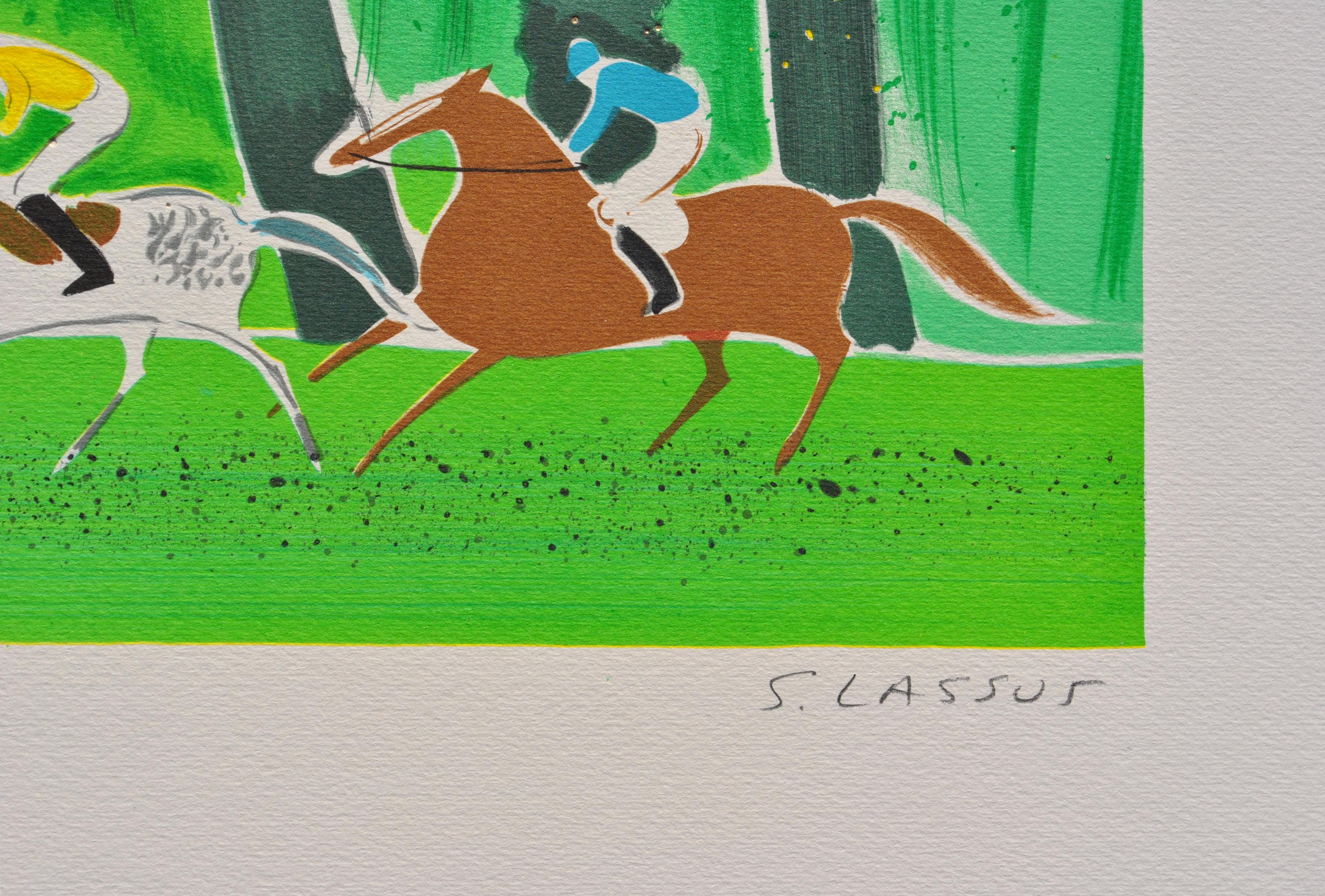 Horses : Riders in Summer - Original Lithograph, HANDSIGNED & Ltd /250 - Modern Print by Serge LASSUS