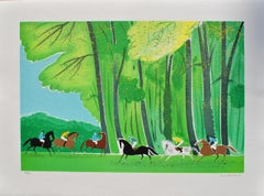 Caballos : Jinetes en verano - Litografía original, FIRMADA A MANO & Ltd /250
