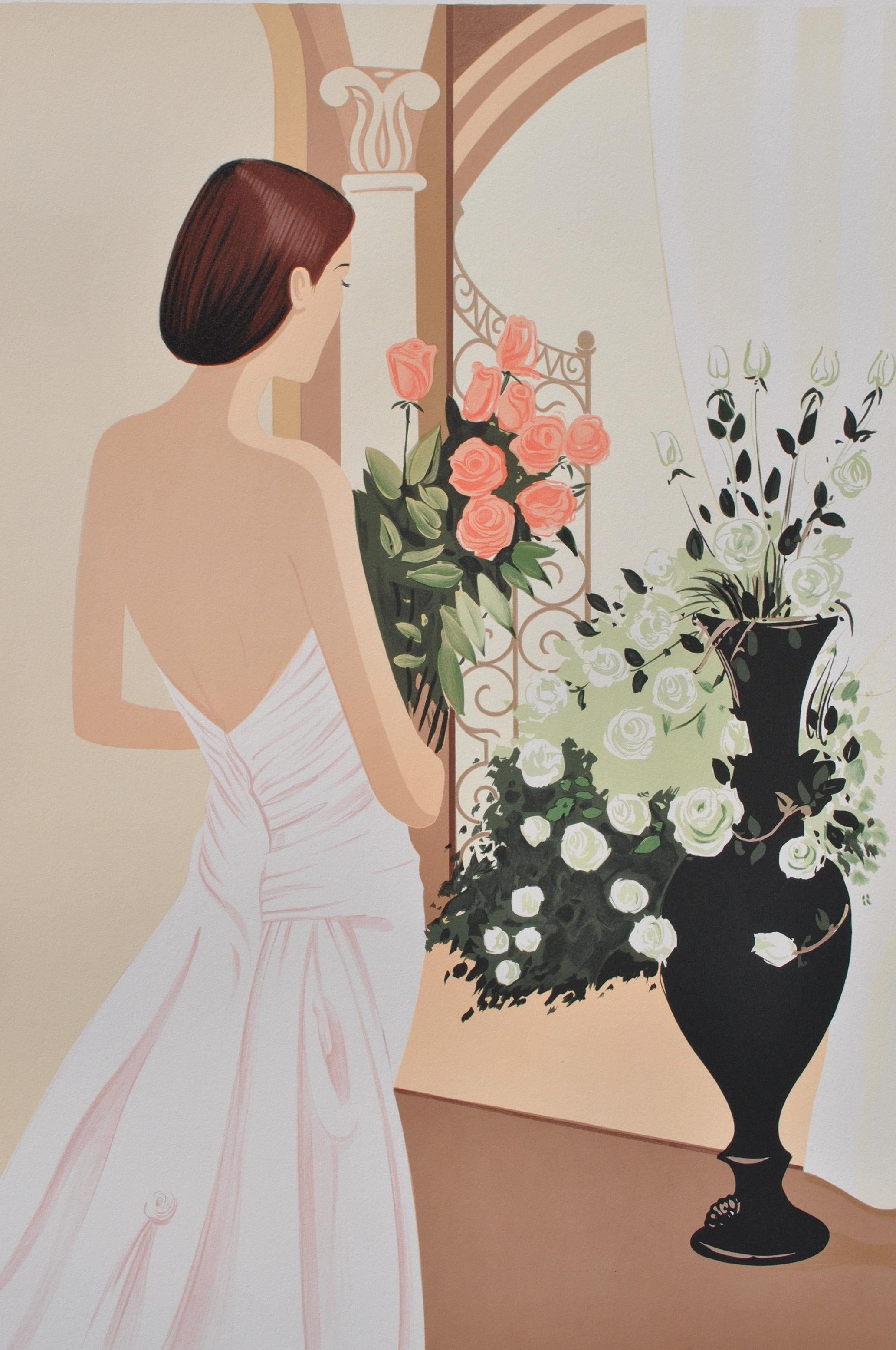 Venise : Mariée avec Bouquet - Lithographie originale, signée à la main et Ltd /250 - Print de Serge LASSUS