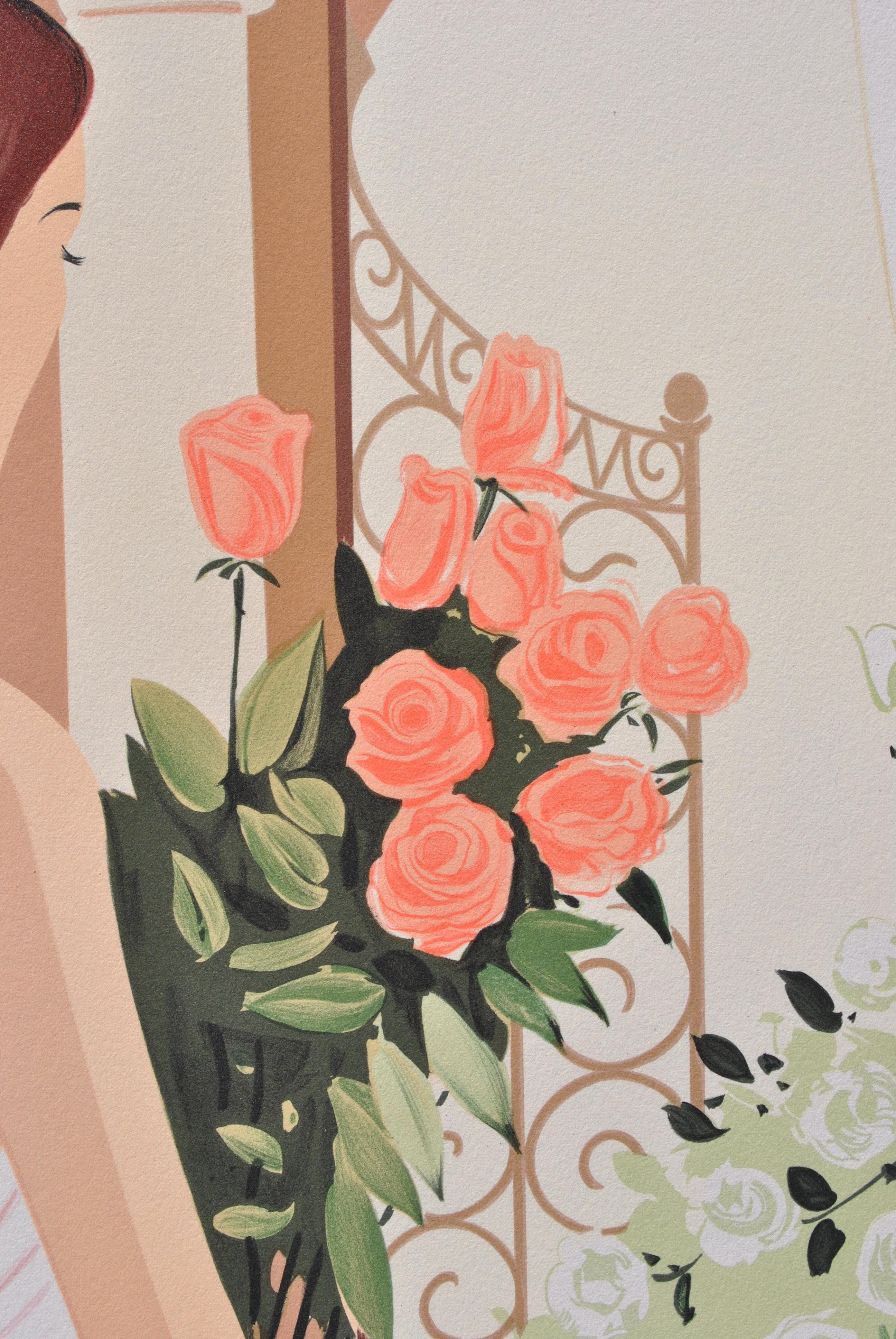 Venise : Mariée avec Bouquet - Lithographie originale, signée à la main et Ltd /250 en vente 1