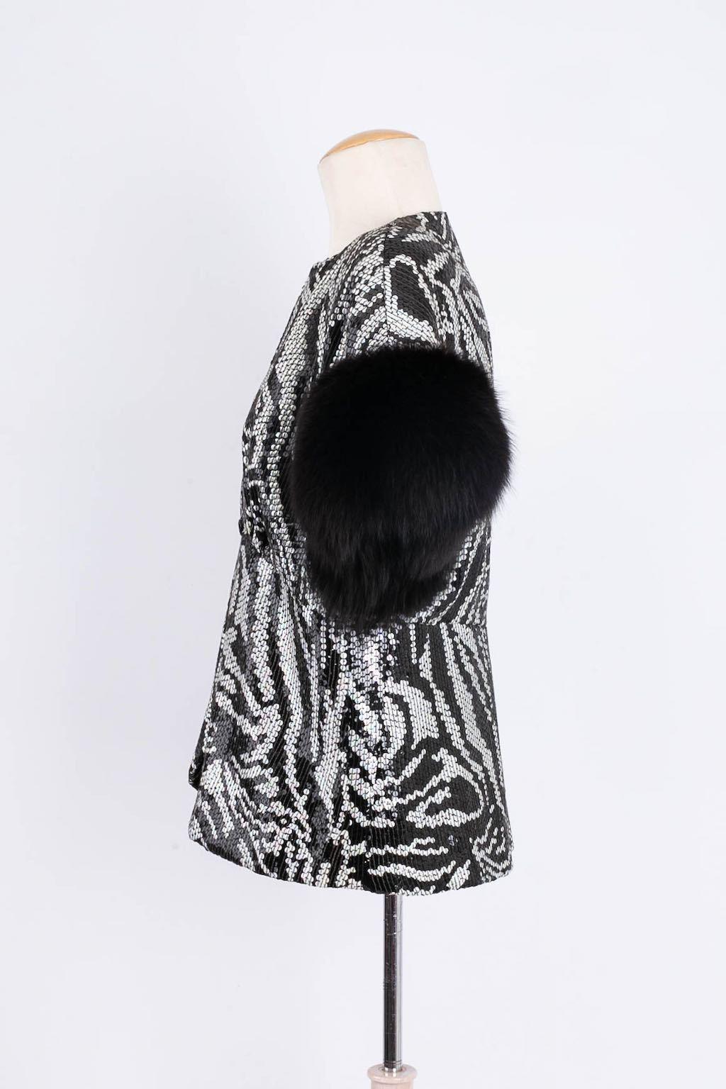 Black Serge Lepage Haute Couture embroidered top For Sale