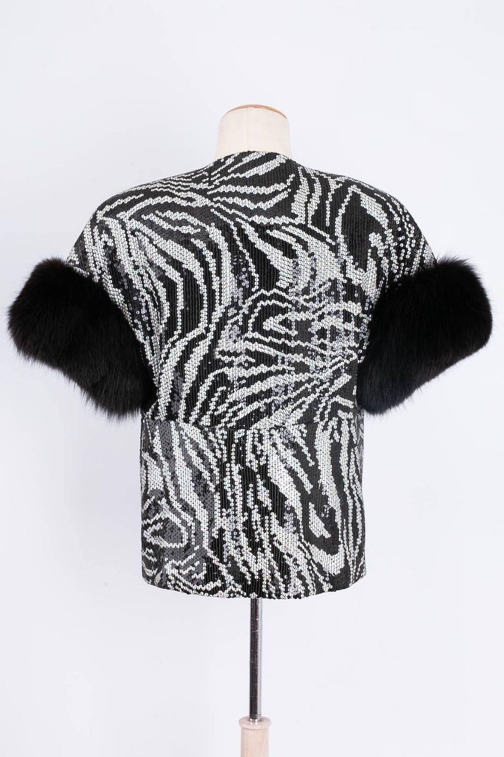 Serge Lepage Haute Couture embroidered top In Excellent Condition For Sale In SAINT-OUEN-SUR-SEINE, FR