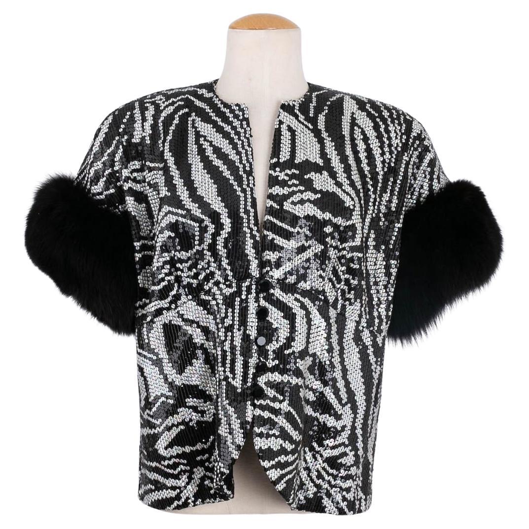Serge Lepage Haute Couture embroidered top For Sale