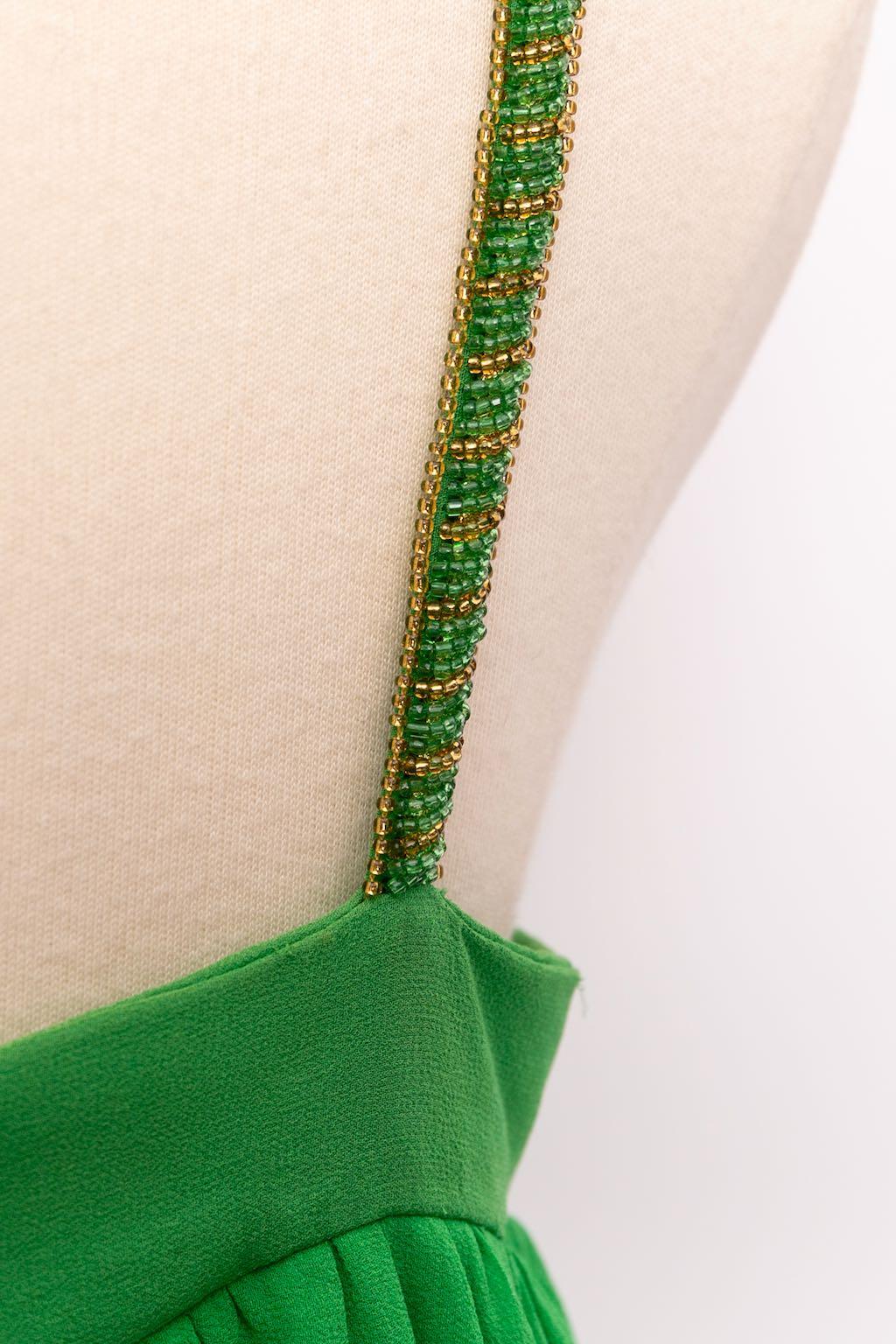 Serge Lepage Skater Dress in Silk Chiffon Embroidered with Pearly Beads For Sale 3