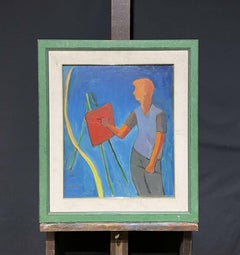 FRENCH MODERNIST SIGNED OIL - ARTIST AT THEIR EASEL PAINTING - AMAZING COLOURS