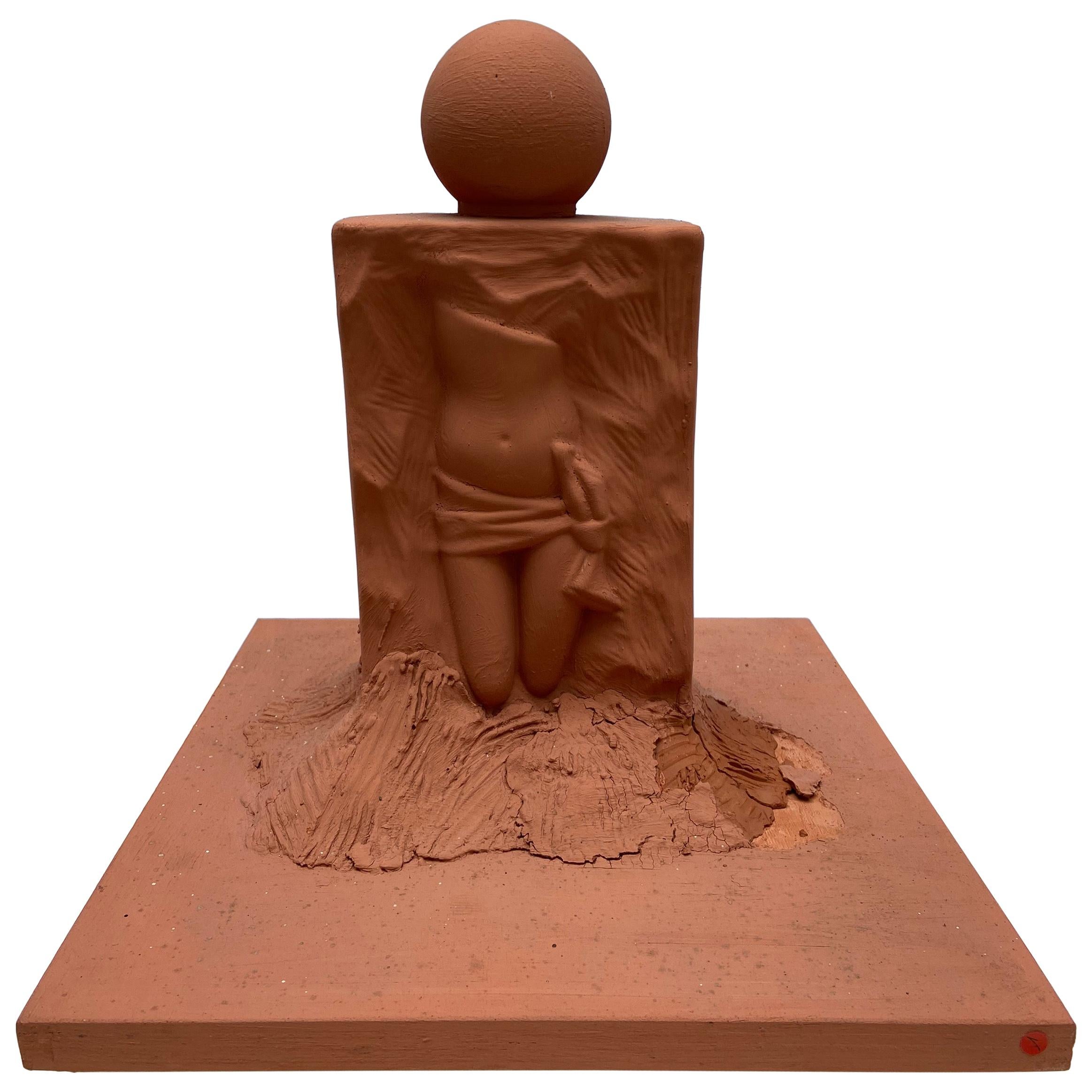 Serge Mansau, Female Body Sculpture in Terracotta, 1990 For Sale