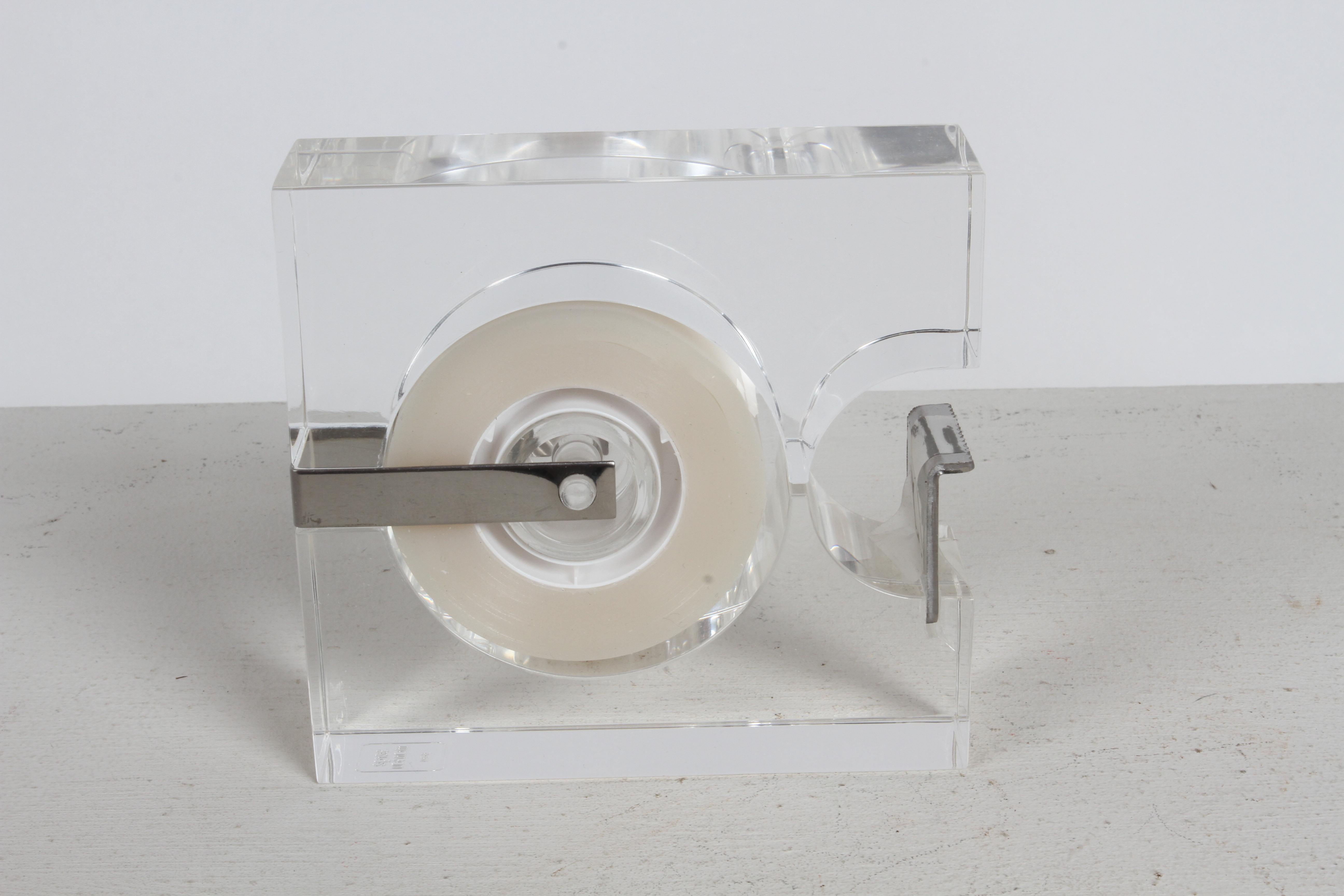 Serge Mansau for Fratelli Guzzini Italy MCM Designed Lucite Tape Dispenser - NOS For Sale 4