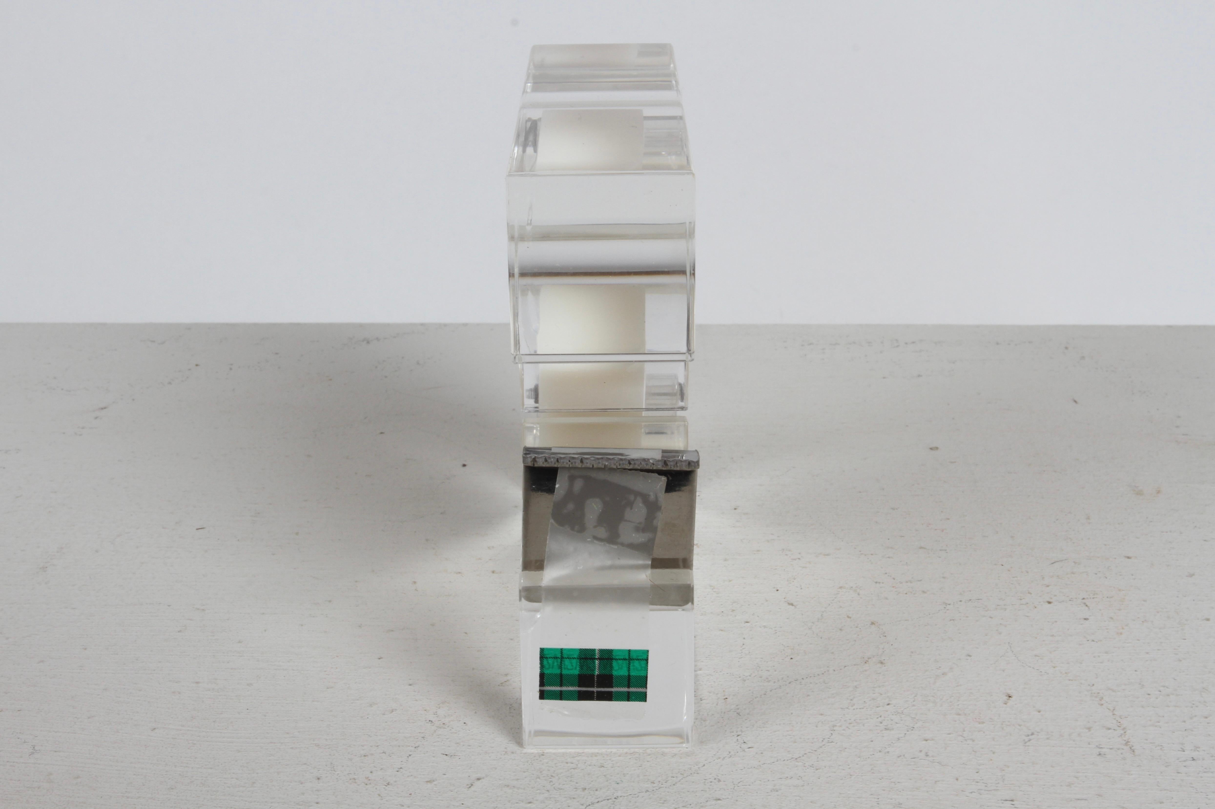 Serge Mansau for Fratelli Guzzini Italy MCM Designed Lucite Tape Dispenser - NOS For Sale 6