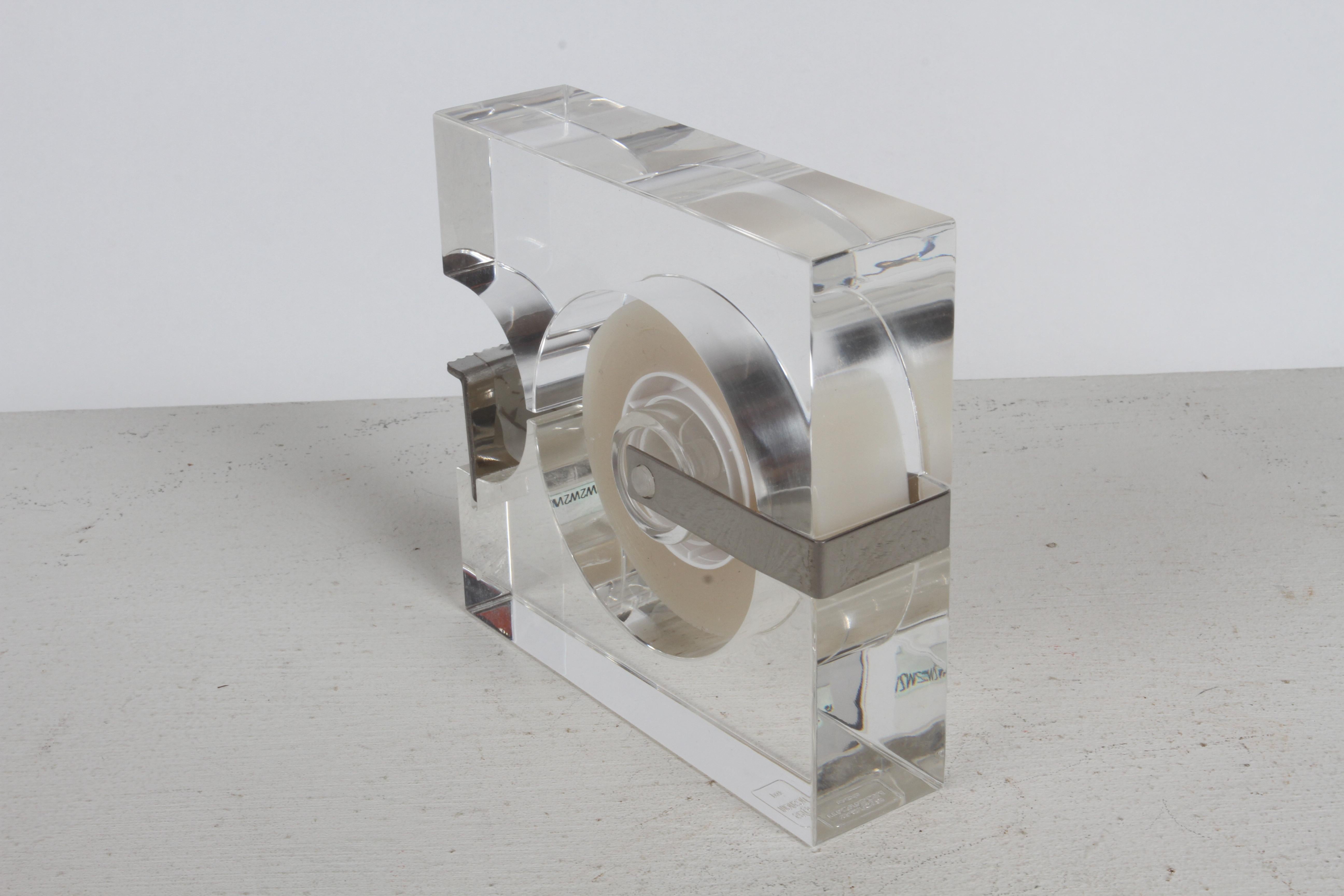 Serge Mansau for Fratelli Guzzini Italy MCM Designed Lucite Tape Dispenser - NOS For Sale 1