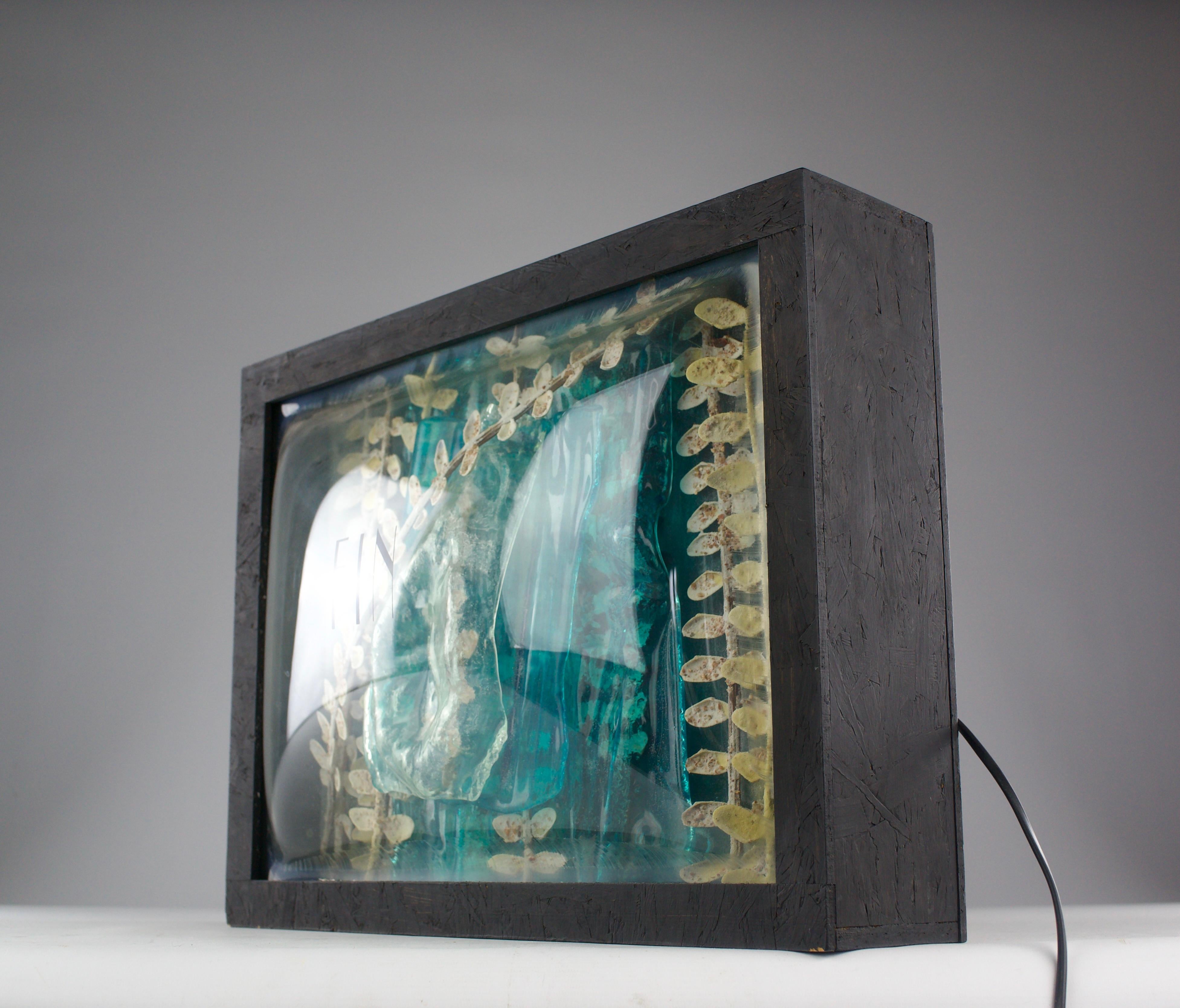 Vetro Serge Mansau, Scultura luminosa Freeze-Frame Number 2, Francia anni 2000 in vendita