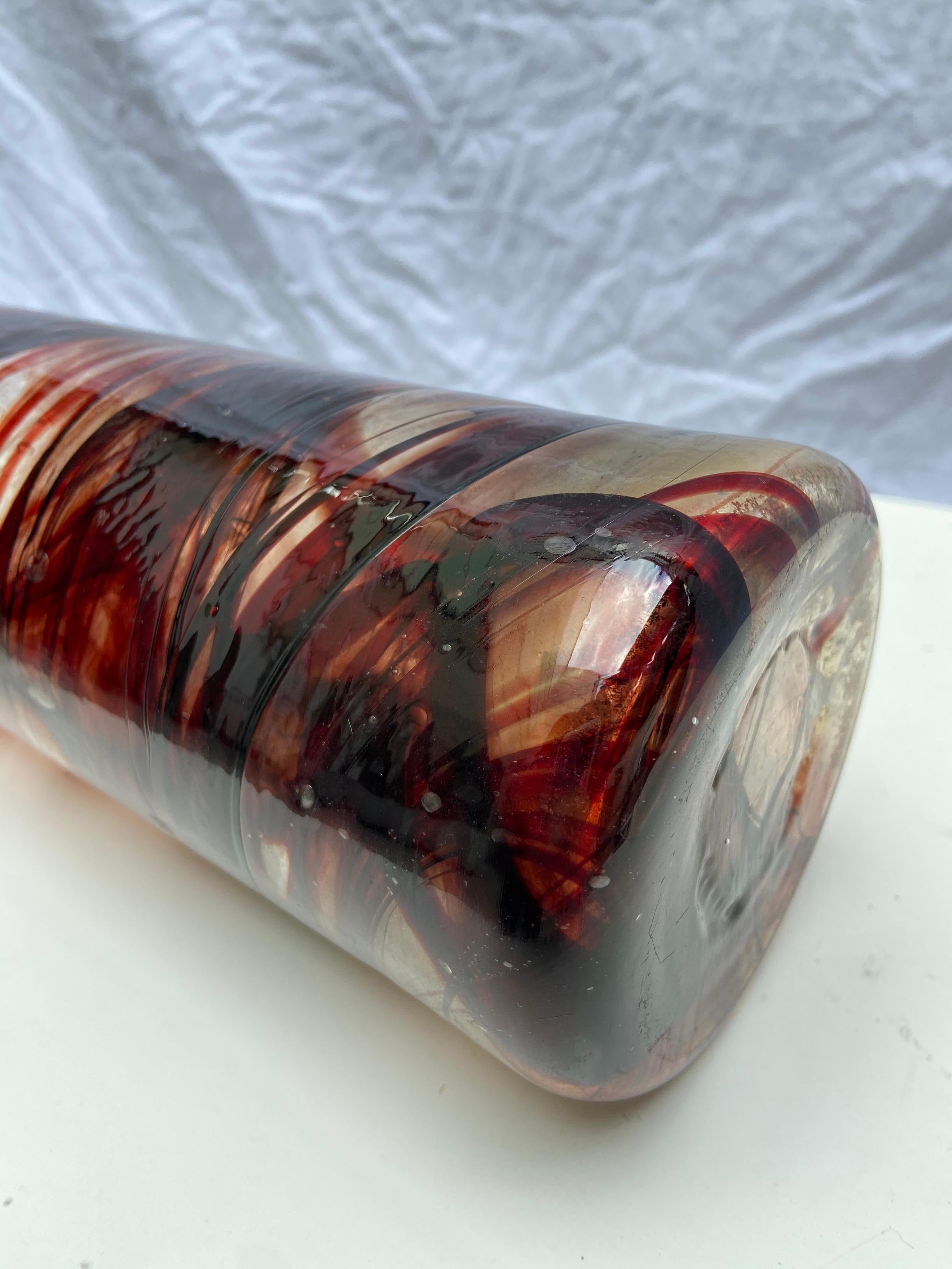 European Serge Mansau, Garnet Murano Vase, 1992 For Sale