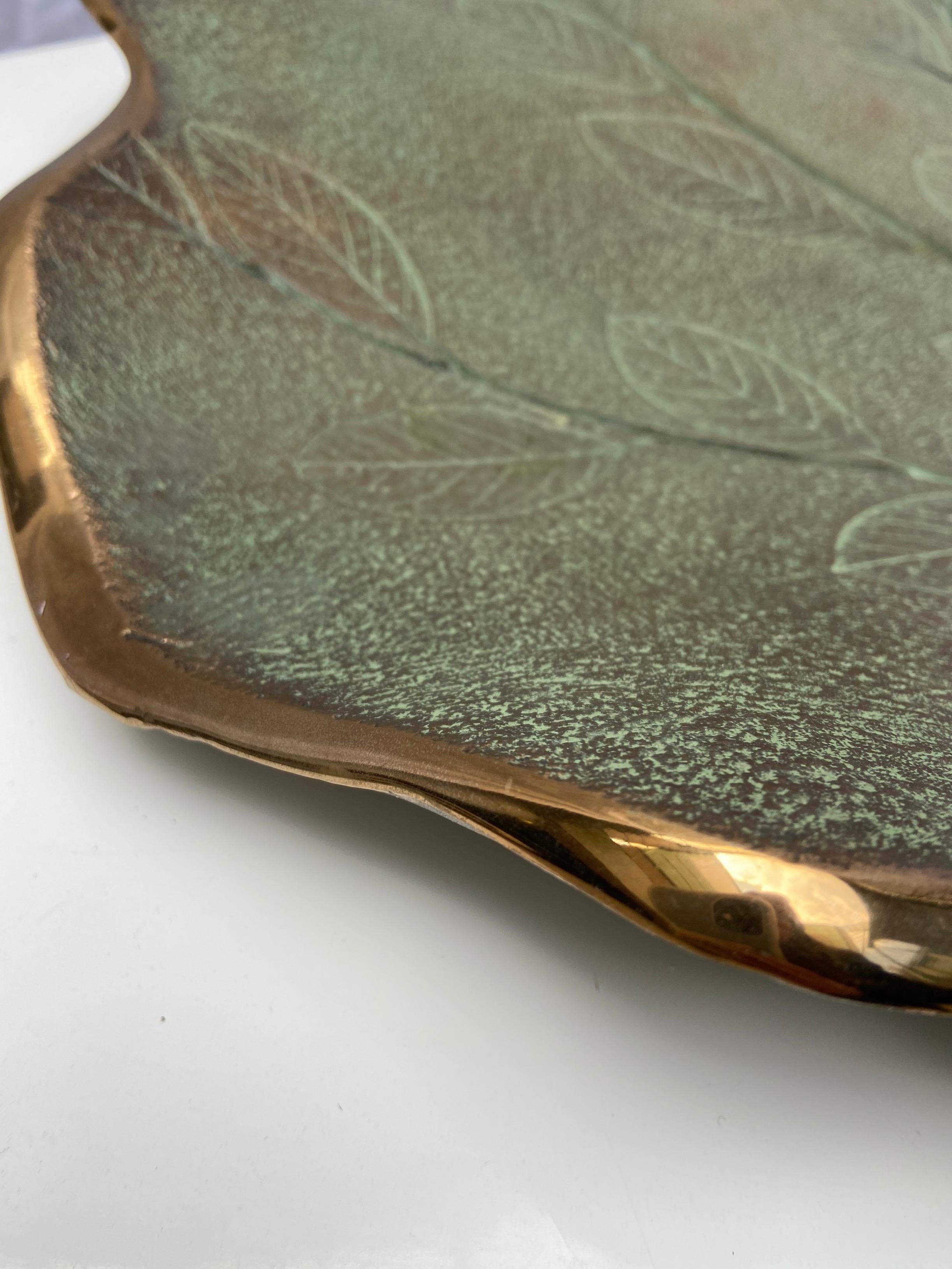 Other Serge Mansau, Large Dish in Bronze and Green Patina, 1990