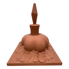 Serge Mansau, Sculpture " Bitter gourd" in Terracotta, 1990