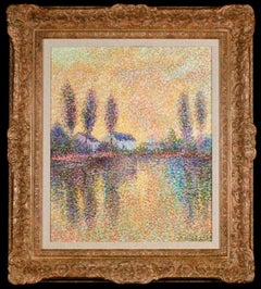 Serge Mendjisky - Coucher de Soleil - Pointillist Landscape Oil Painting by Serge Mendjisky Coucher de Soleil - Pointillist Landscape Oil Painting by Serge Mendjisky