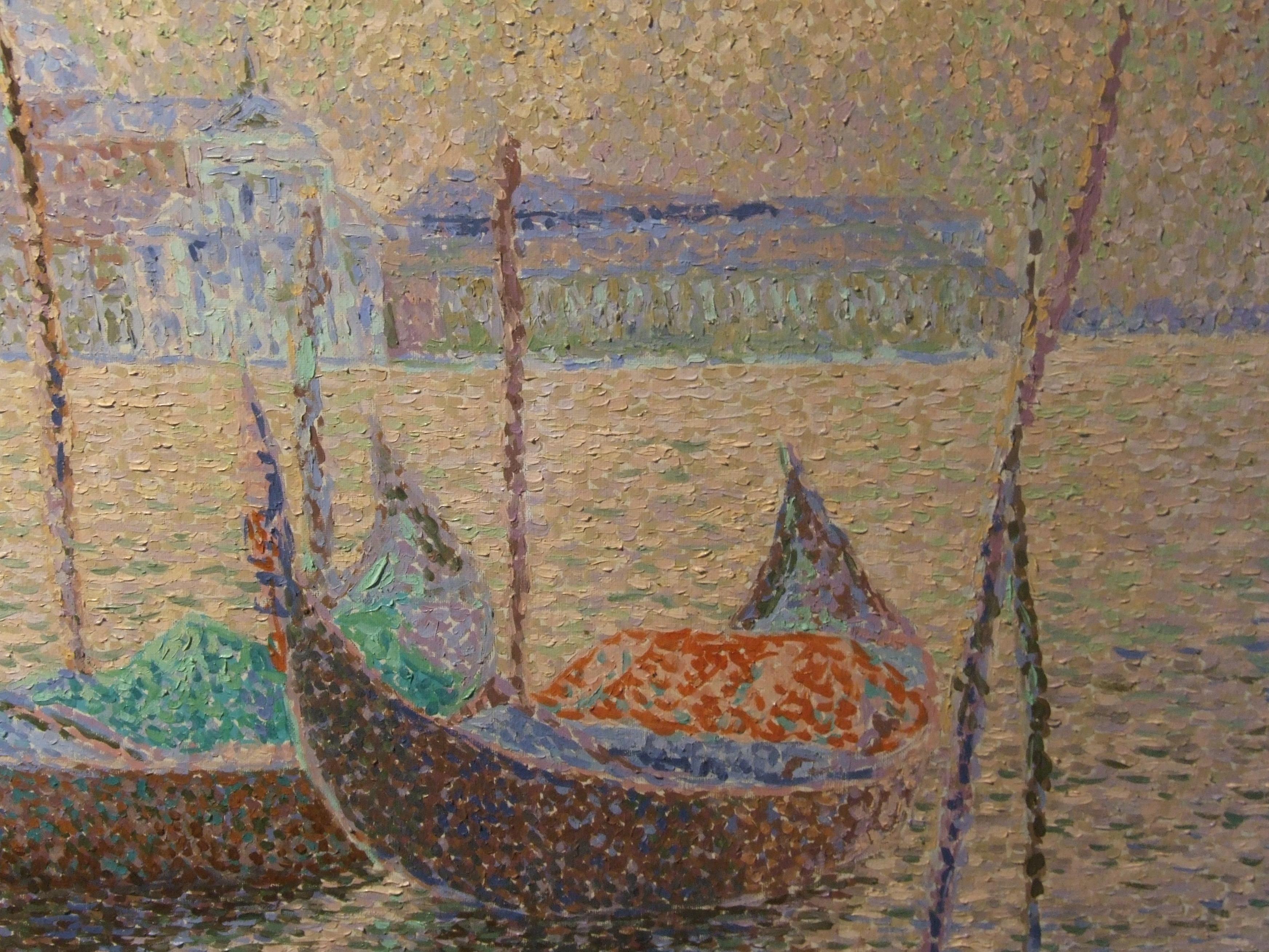 Venise - Huile sur toile, 50x100 cm., encadré - Painting by Serge Mendjisky