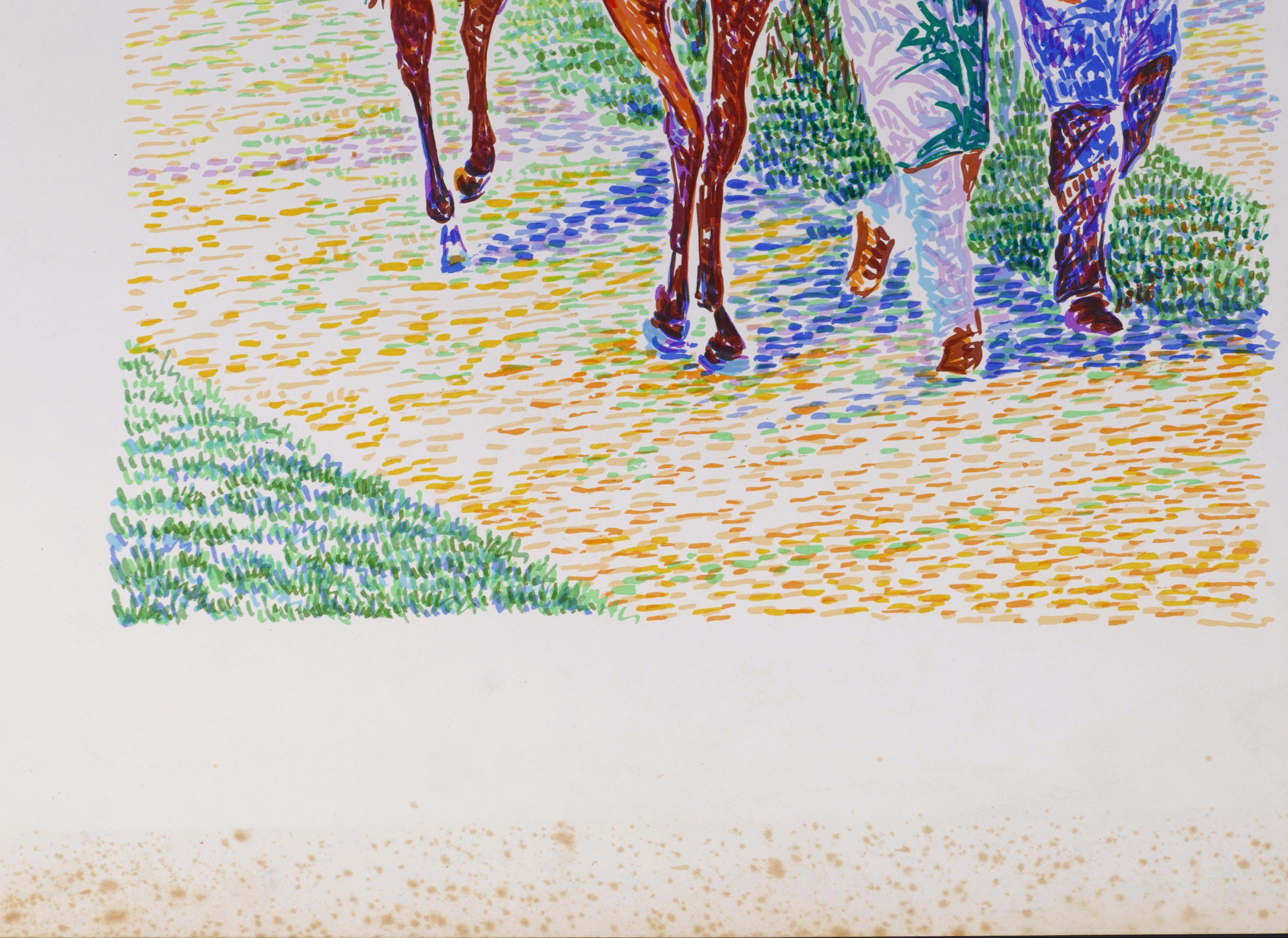 Jockey no. 9  On Horseback - Lithograph by S. Mendjisky - 1970s - Contemporary Print by Serge Mendjisky
