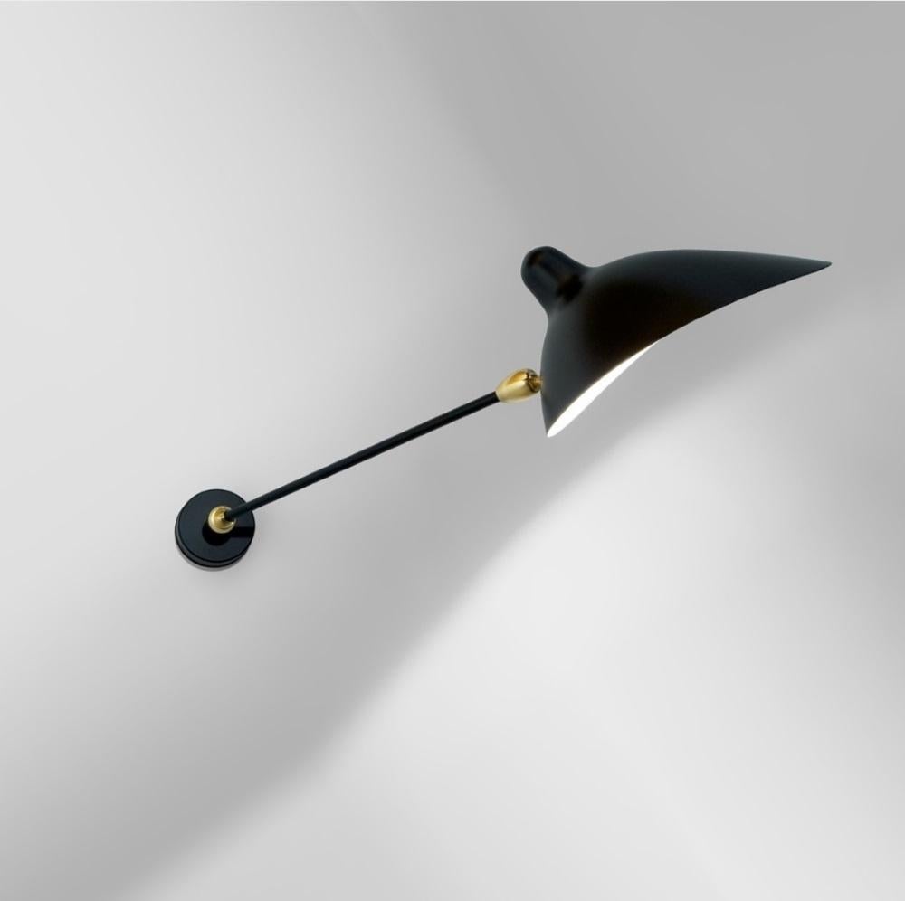Mid-Century Modern Serge Mouille - 1-Arm Sconce with Double Swivel in Black or White For Sale