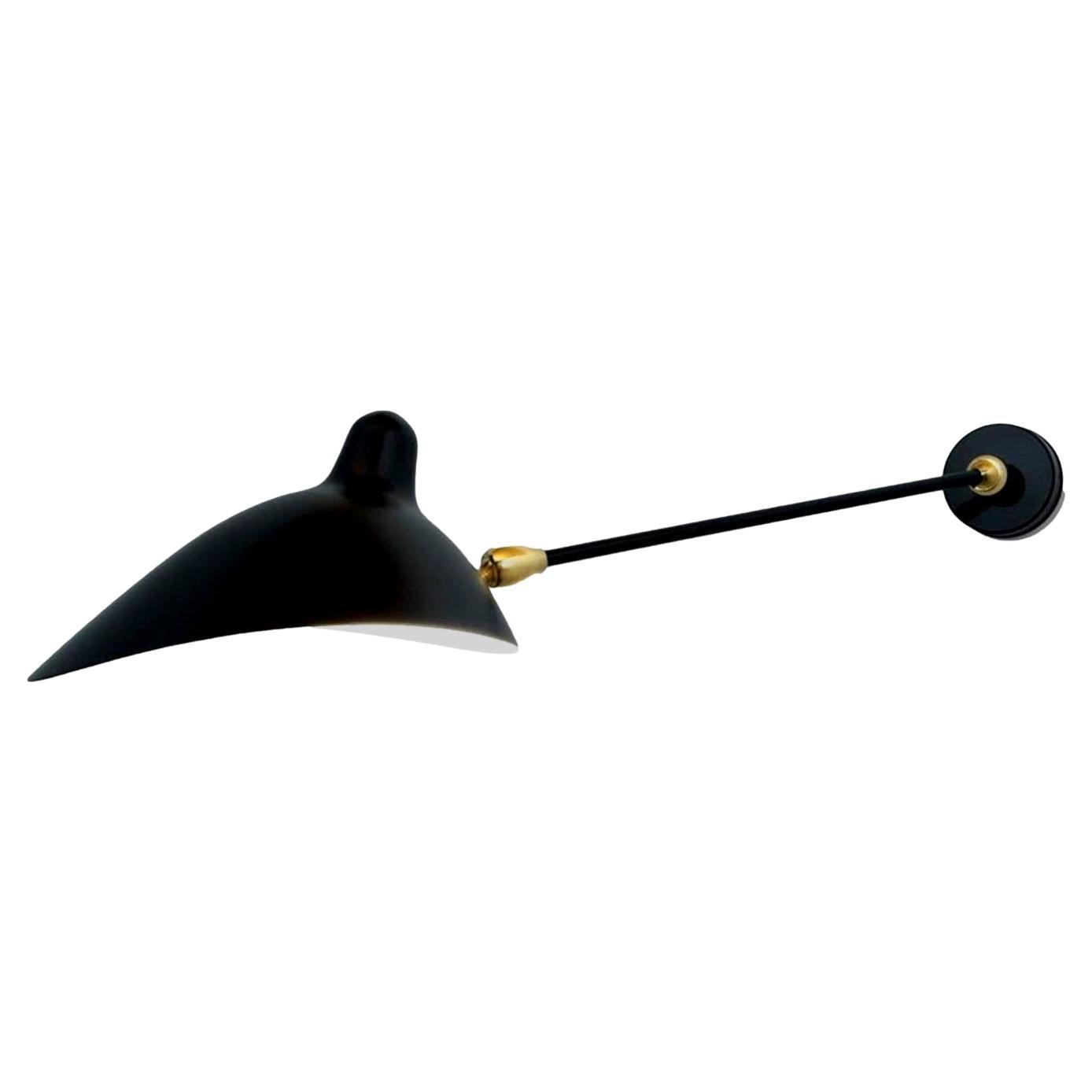 Serge Mouille - 1-Arm Sconce with Double Swivel in Black or White For Sale