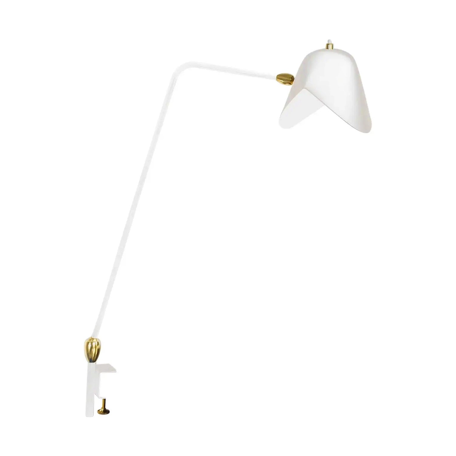 Serge Mouille Agrafee Desk Lamp, Double Swivel In White