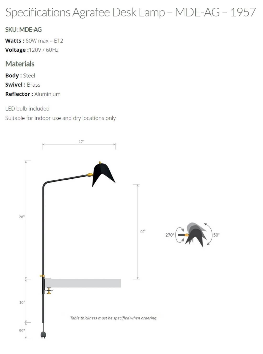 Serge Mouille – Agrafee-Schreibtischlampe in Weiß (Französisch) im Angebot