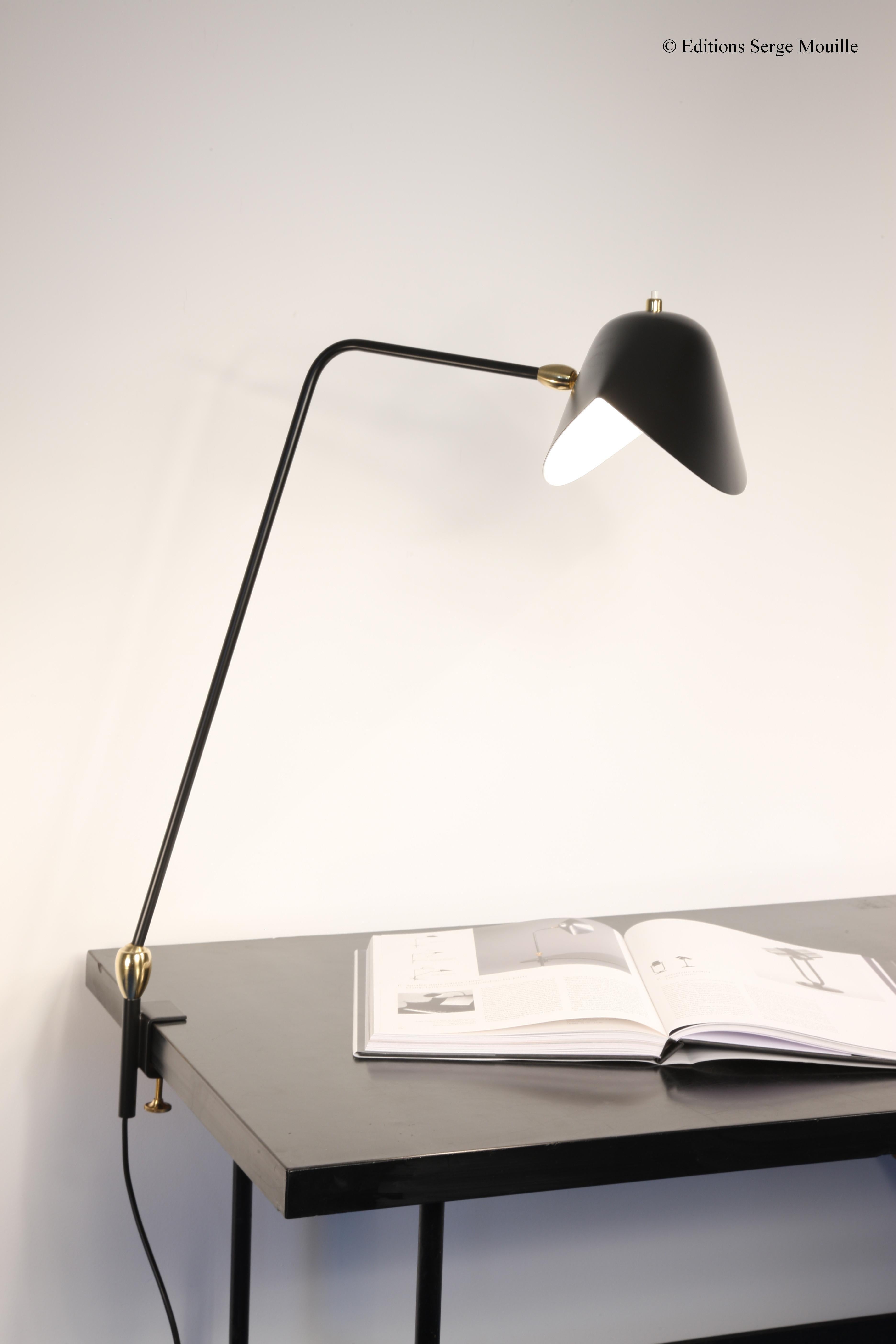 Mid-Century Modern Serge Mouille 'Agrafée Double Rotule' Task Lamp in Black For Sale