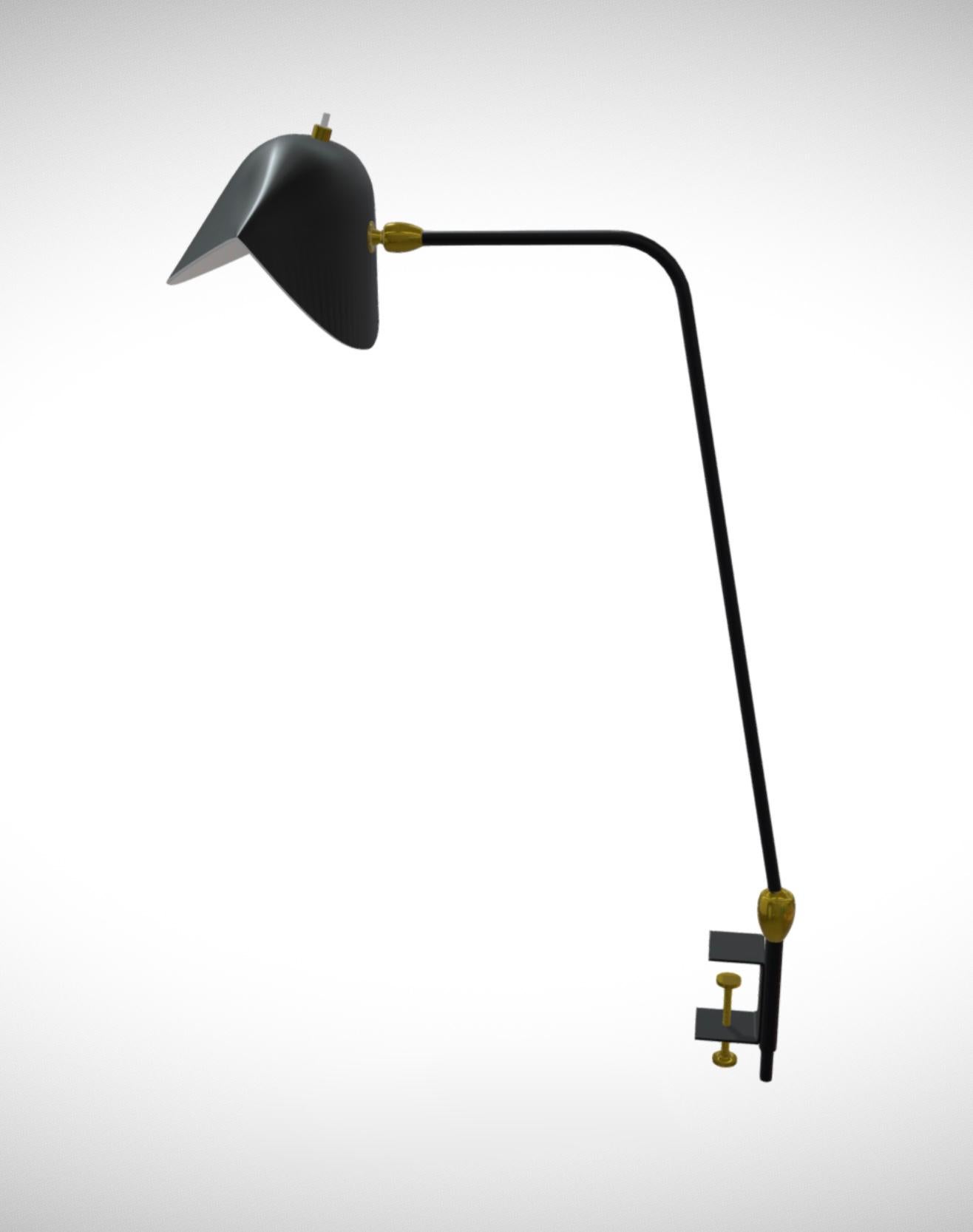 Contemporary Serge Mouille 'Agrafée Double Rotule' Task Lamp in Black For Sale