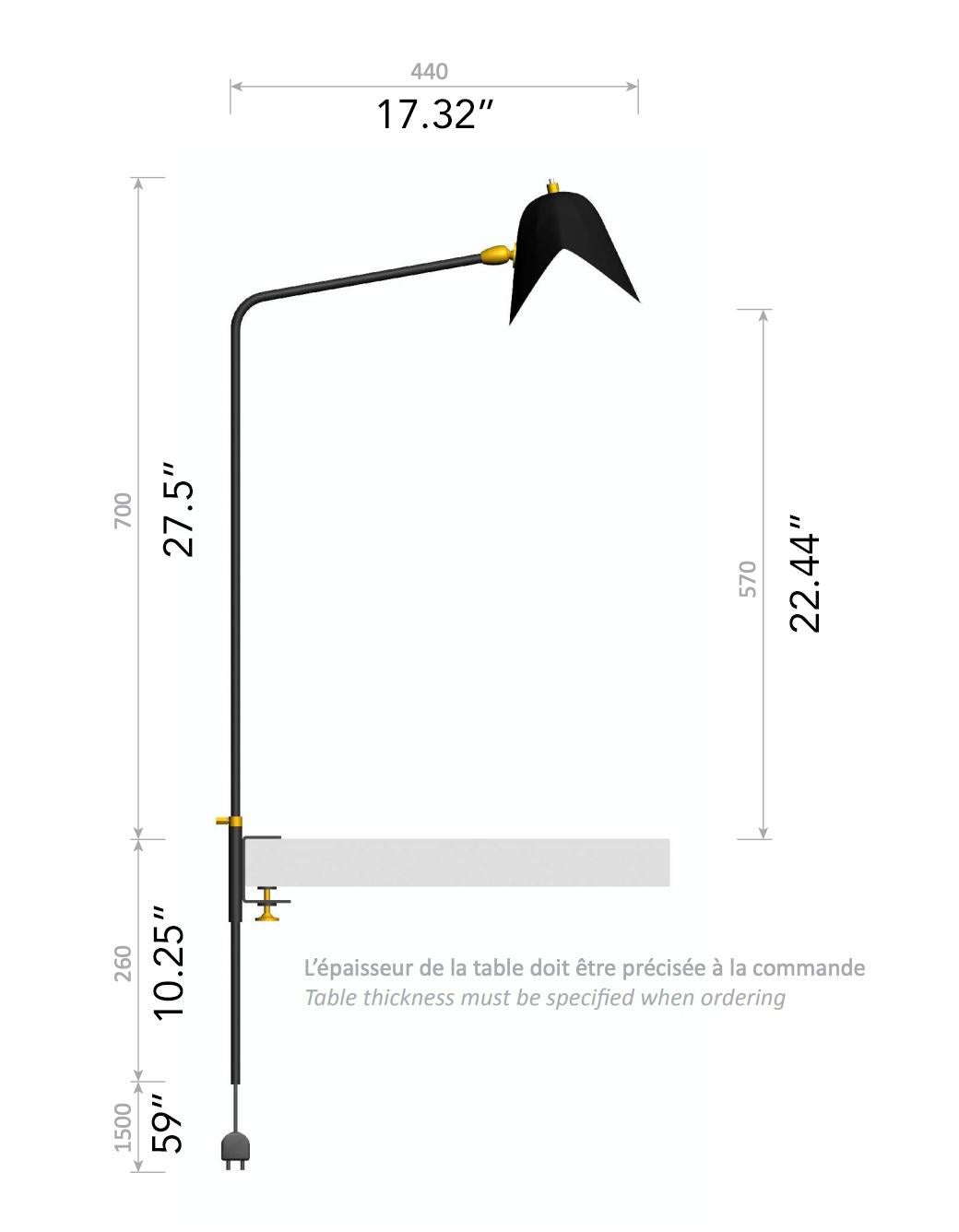 Serge Mouille 'Agrafée Simple' Task Lamp in Black For Sale 5