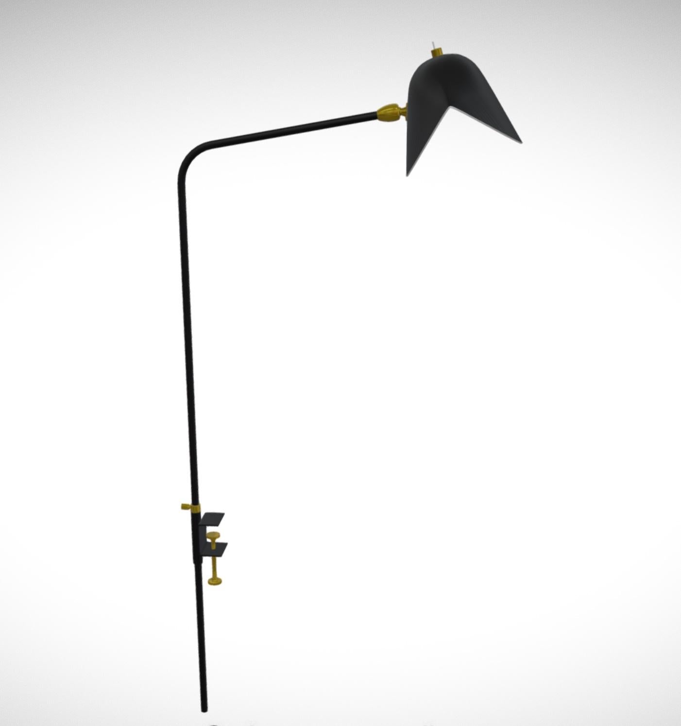Aluminum Serge Mouille 'Agrafée Simple' Task Lamp in Black For Sale