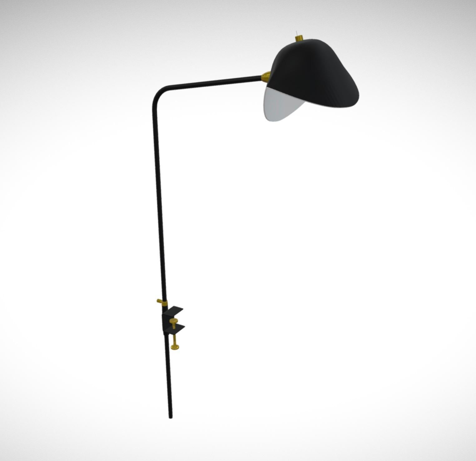 Serge Mouille 'Agrafée Simple' Task Lamp in Black For Sale 1