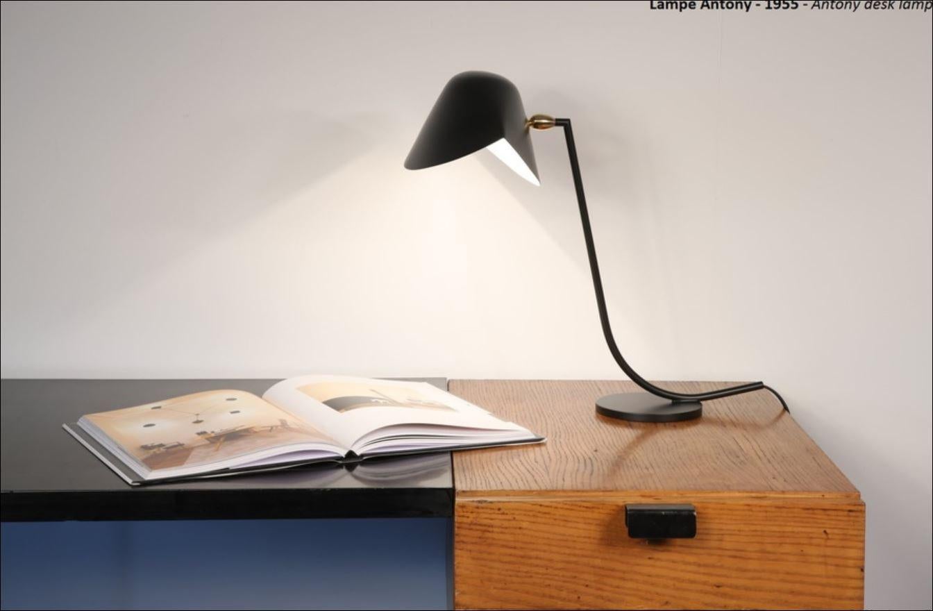 Mid-Century Modern Serge Mouille - Antony Desk Lamp in Black or White Wired for US Market!! For Sale