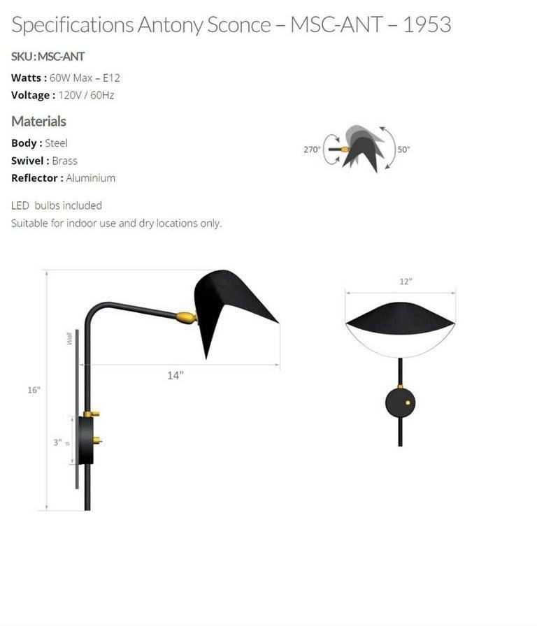 Contemporary Serge Mouille - Antony Sconce - IN STOCK! For Sale