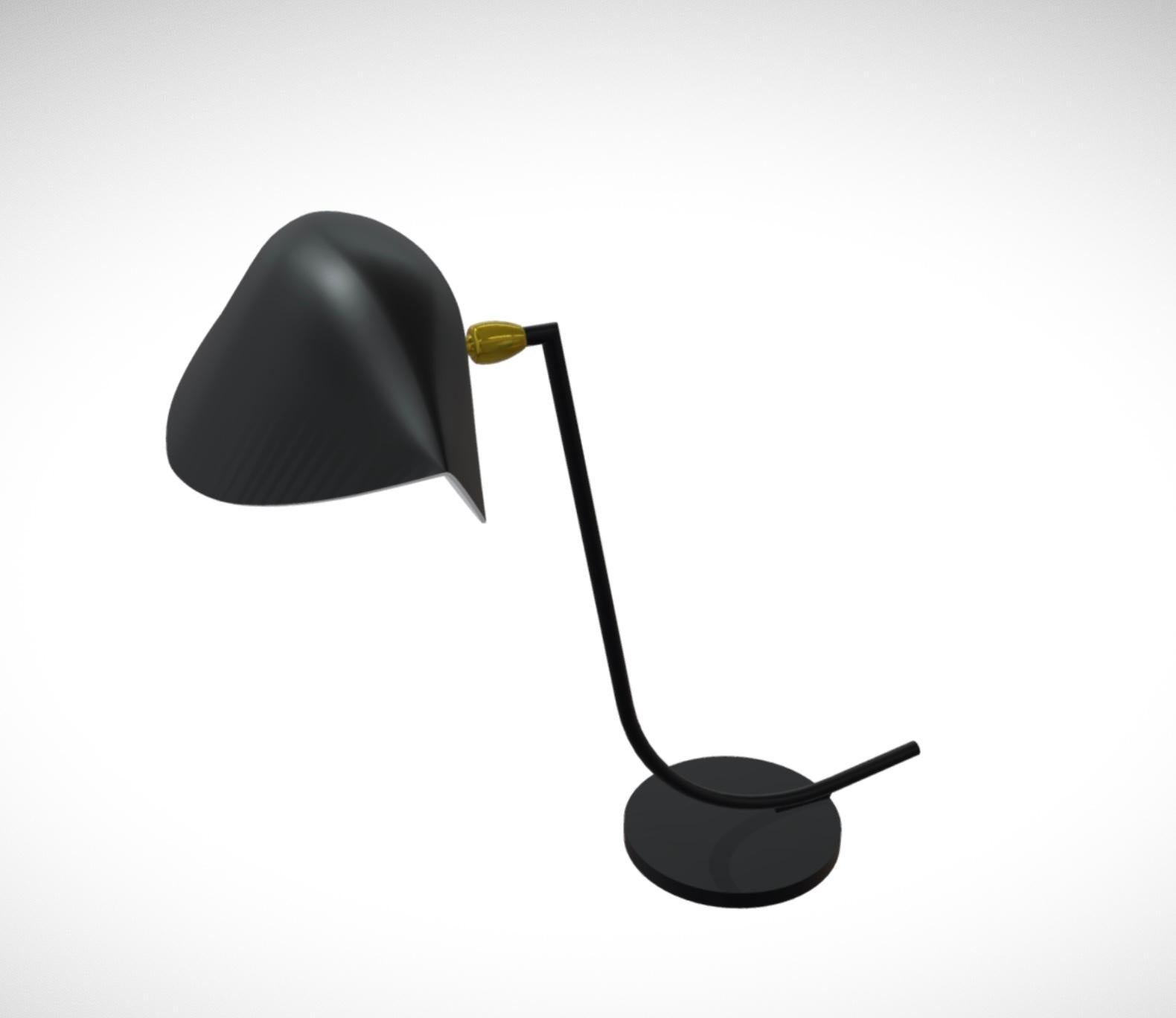 Serge Mouille ''Antony'' Tischlampe in Schwarz im Angebot 4