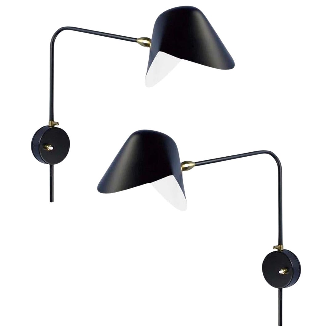 Serge Mouille 'Antony' Wall Lamp in Black