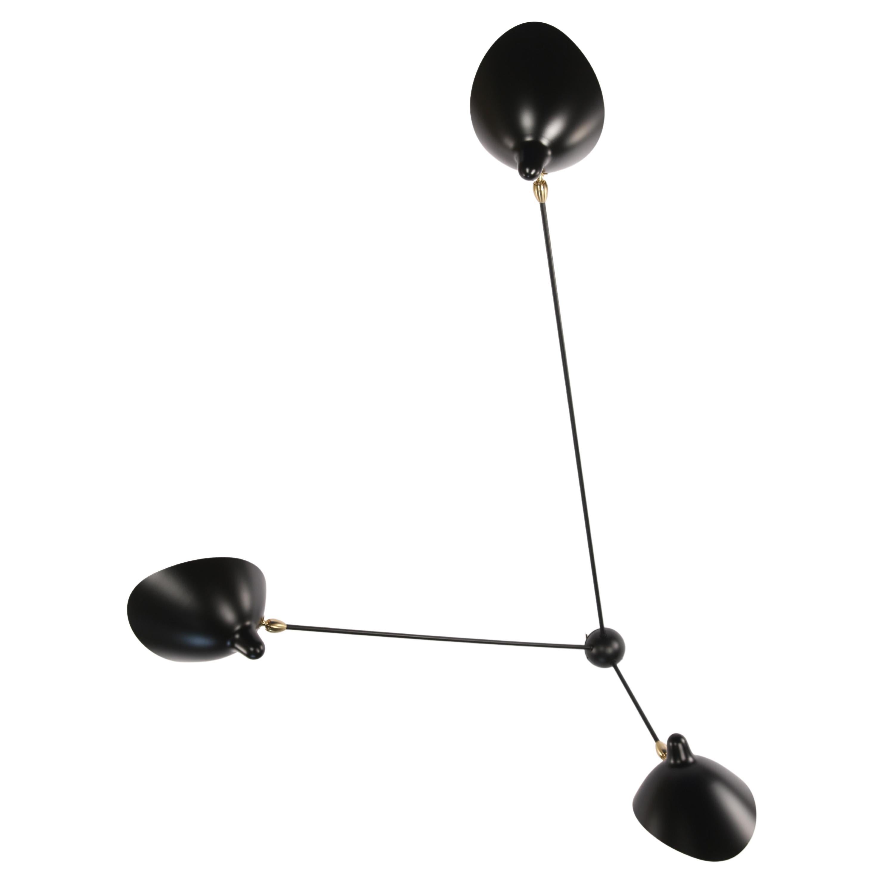 Serge Mouille 'Applique Araignée 3 Bras Fixes' Wall Light in Black For Sale