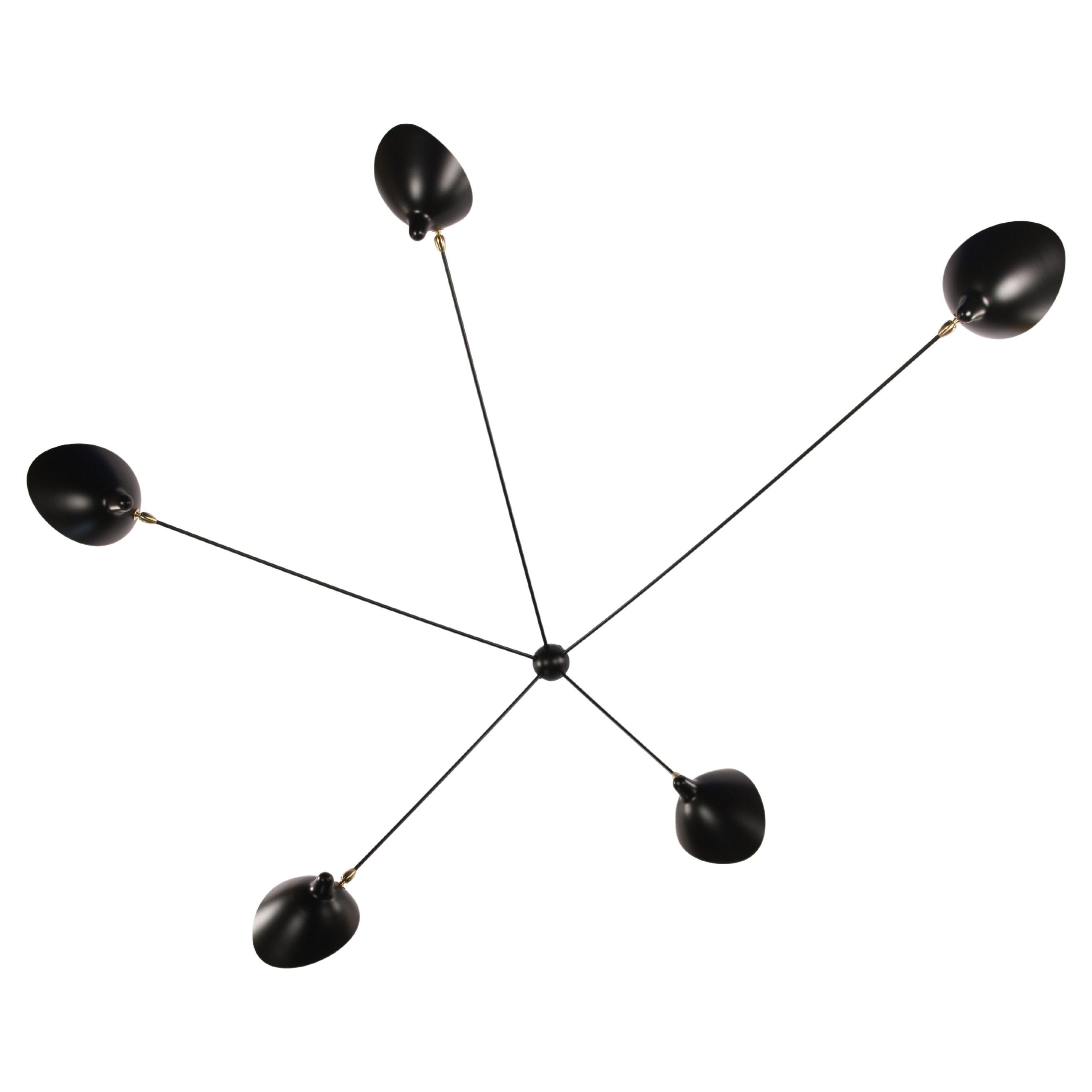 Serge Mouille 'Applique Araignée 5 Bras Fixes' Wall Light in Black For Sale