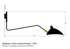 Modelo de Aplique Serge Mouille "Un Brazo Curvo Giratorio" Negro o Blanco